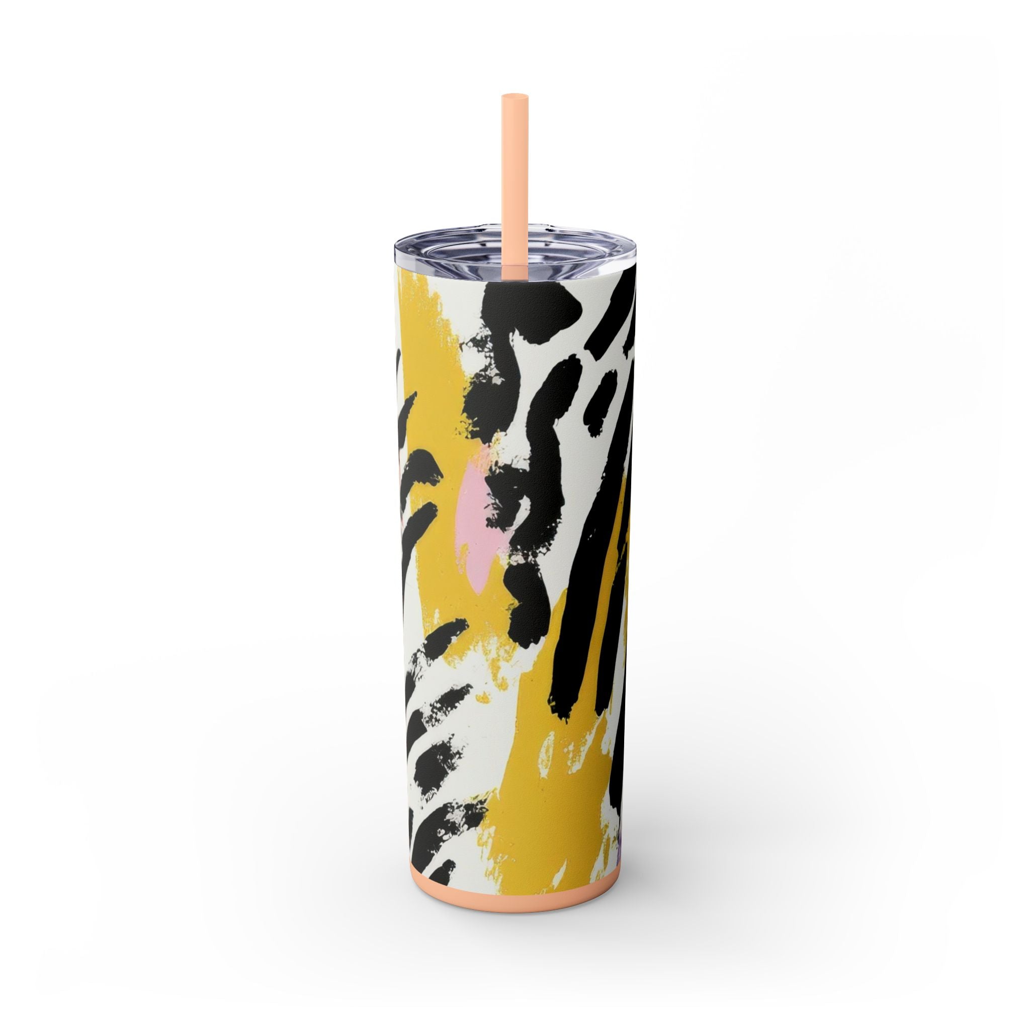 Wild Zebra Stripes x Paint Brush Strokes Multi-Color Skinny Tumbler with Straw, 20oz, Artsulli - Art is Long, Life is Short, Mug, Finish, Matte, Color, Blush, Size, 20oz, 15939129782787