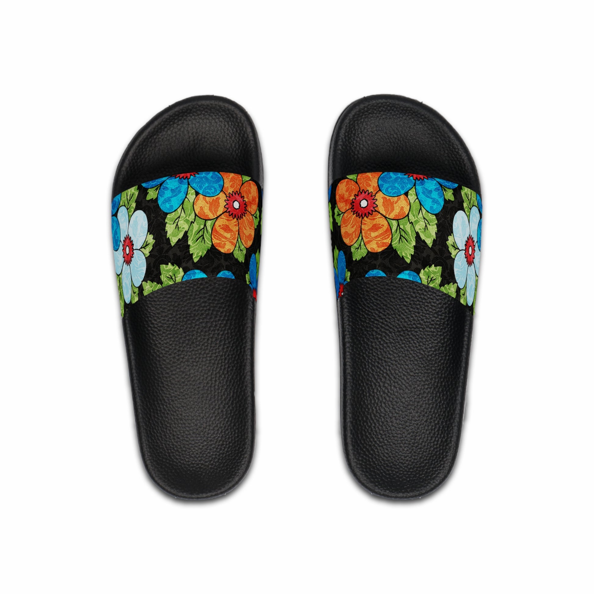 Groovy Black Floral Kl Men's Slide Sandals, Artsulli - Art is Long, Life is Short, Shoes, Color, Black sole, Size, US 6, , , 31175944011638258886