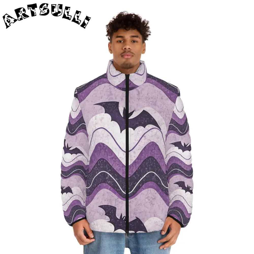 JAKKOUTTHEBXX Bat Wave Men’s Puffer Jacket (AOP) JAKKOUTTHEBXX