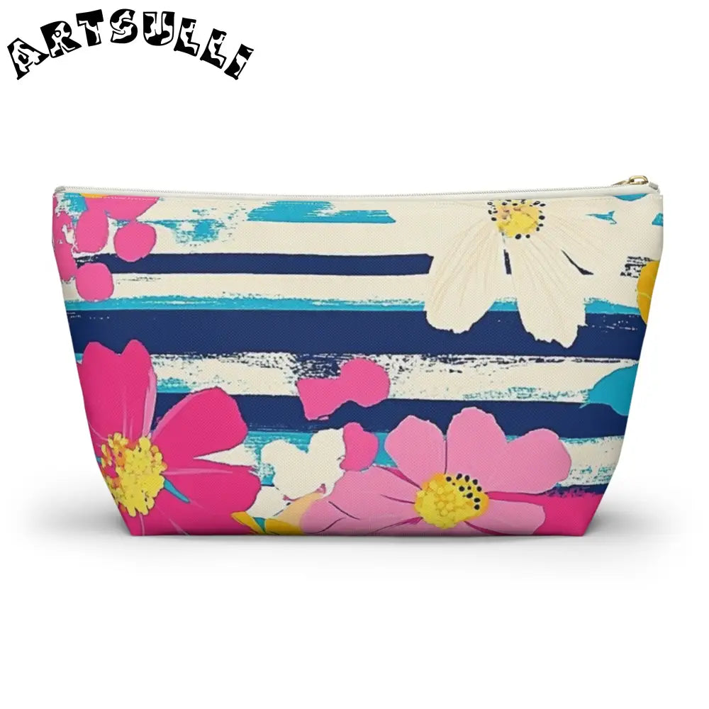 JAKKOUTTHEBXX Dayglo Floral Stripes II Multi-Color Accessory Pouch w