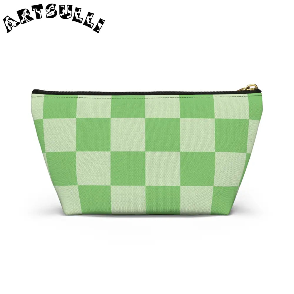 JAKKOUTTHEBXX Checkerboard Green Accessory Pouch w T-bottom