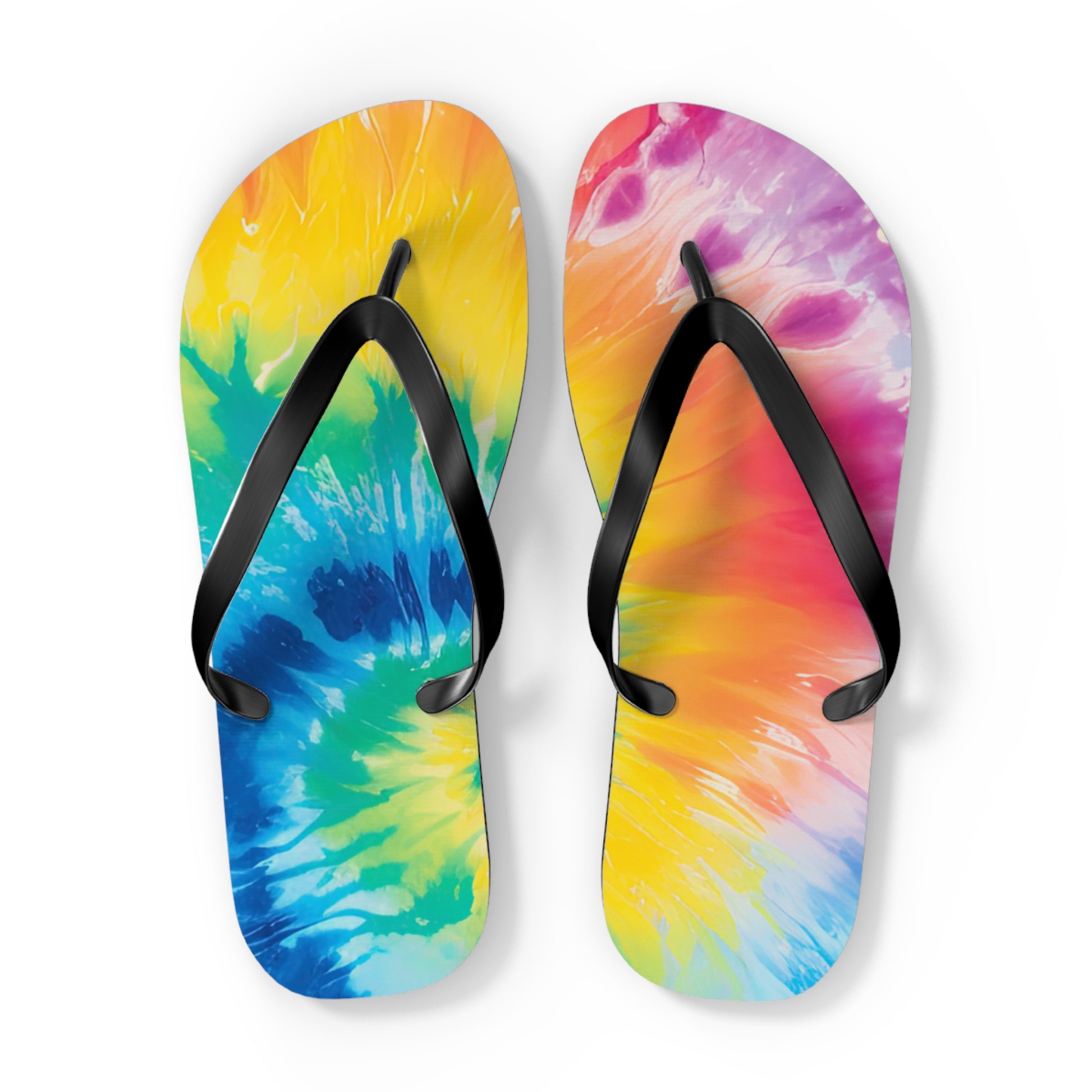 Tie Dye Flip Flops, Artsulli - Art is Long, Life is Short, Shoes, Size, XL, Color, Black sole, , , 32742234004936600374