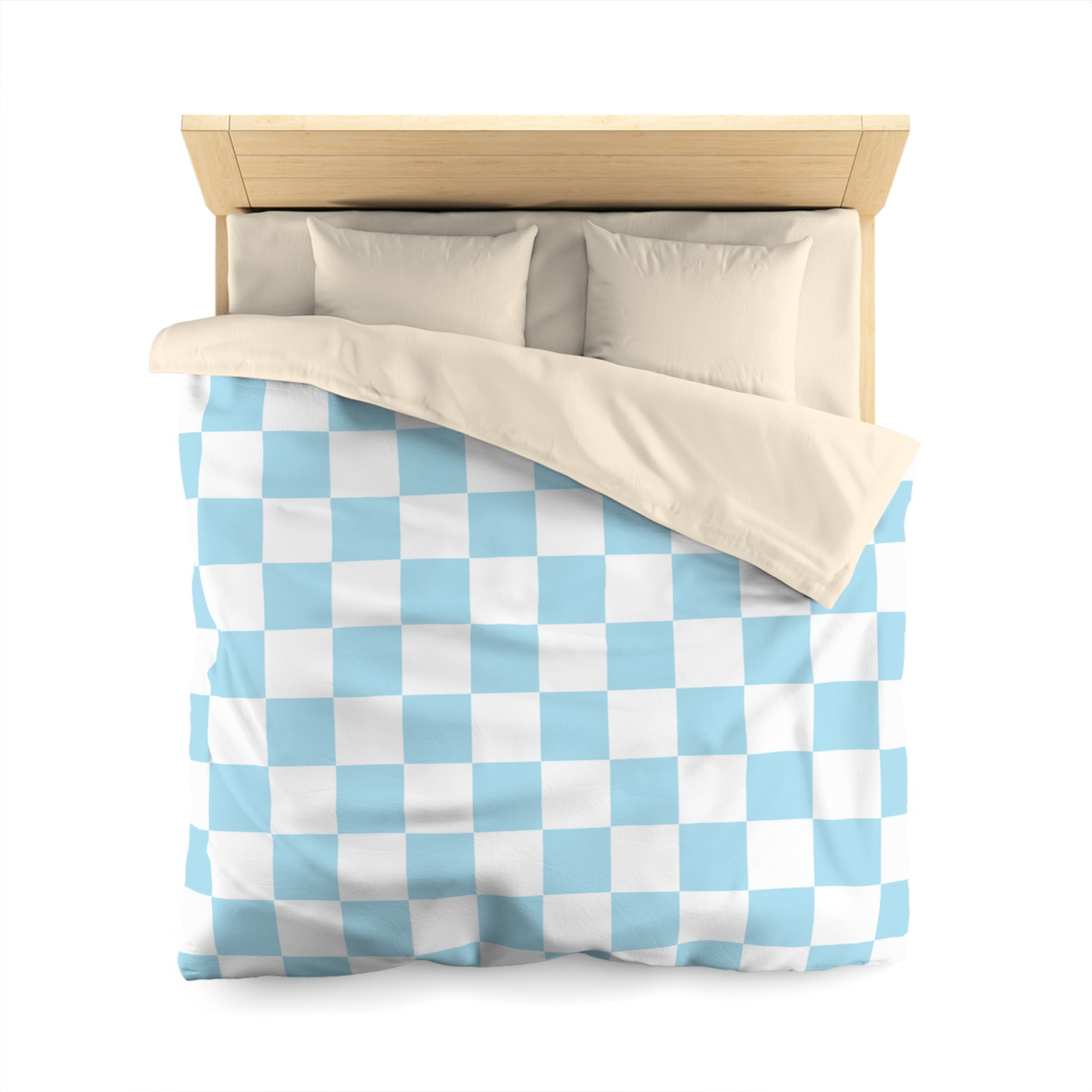 Checkerboard Sky Blue Microfiber Duvet Cover, Artsulli - Art is Long, Life is Short, Home Decor, , , , , , , 