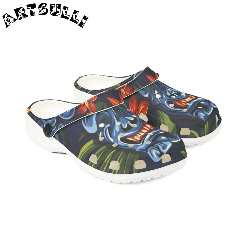 JAKKOUTTHEBXX Tropical Monster Navy Blue EVA Foam Clogs 2025
