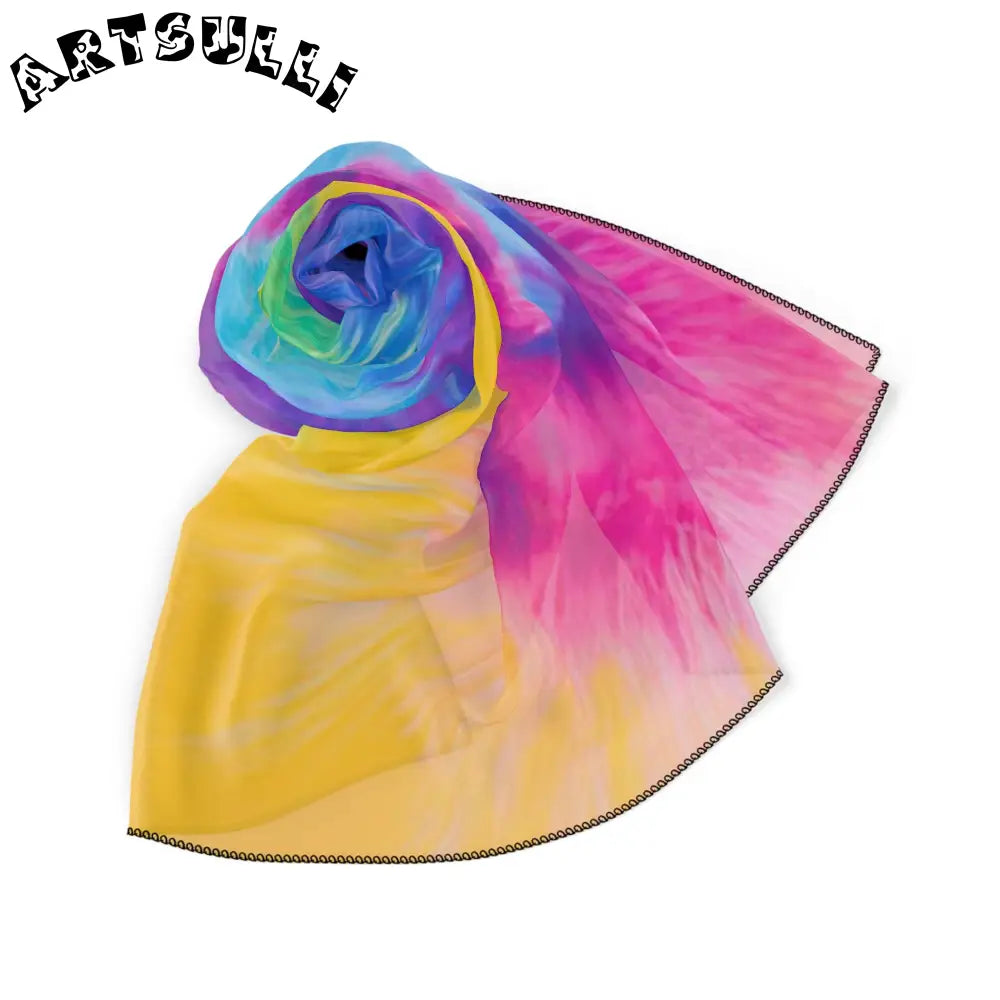JAKKOUTTHEBXX Rainbow Tie Dye Illustration Printed Scarf 2025