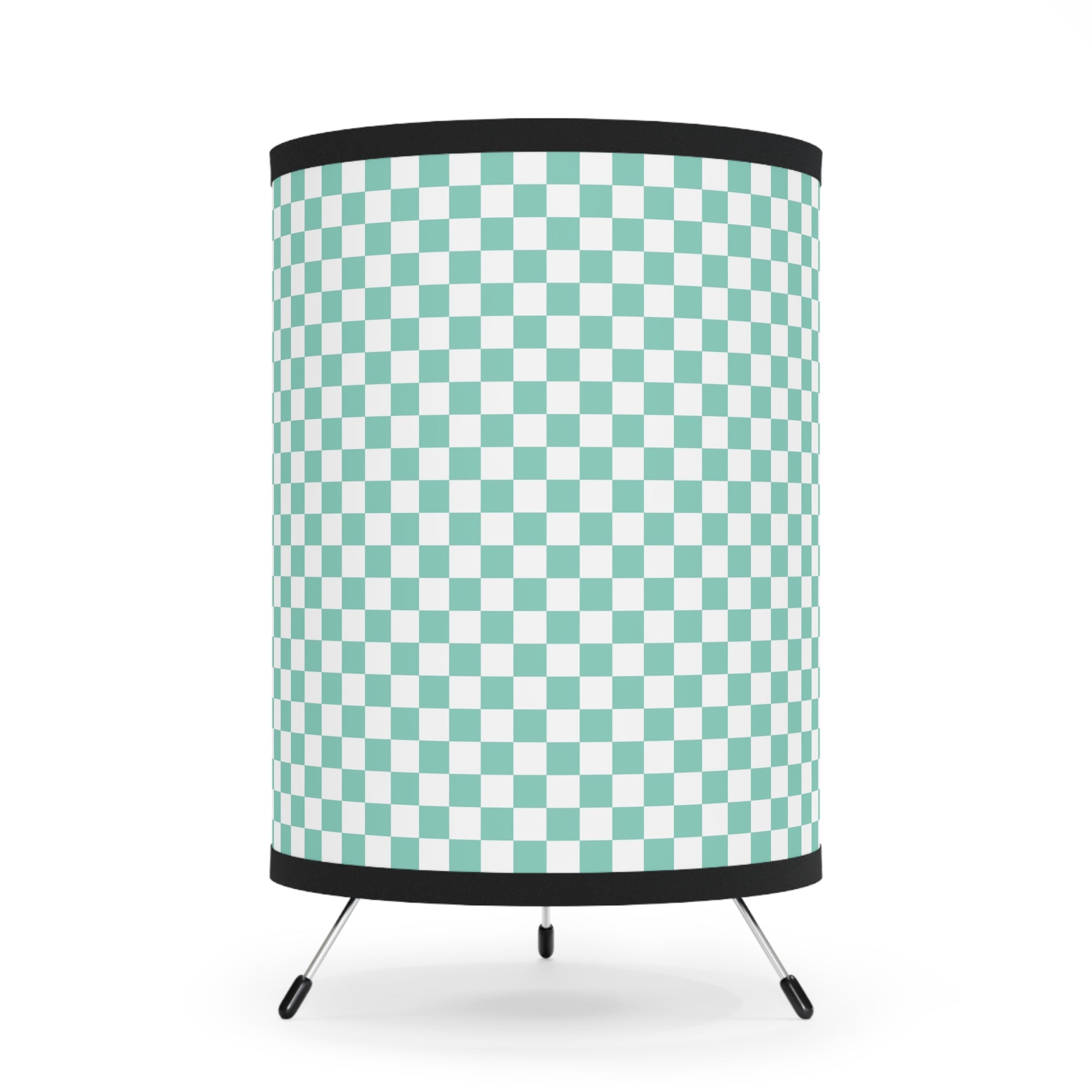 Checkerboard Light Green Tripod Lamp with High-Res Printed Shade, US\CA plug, Artsulli - Art is Long, Life is Short, Home Decor, Size, One size, Color, Black, , , 21197382465158273018