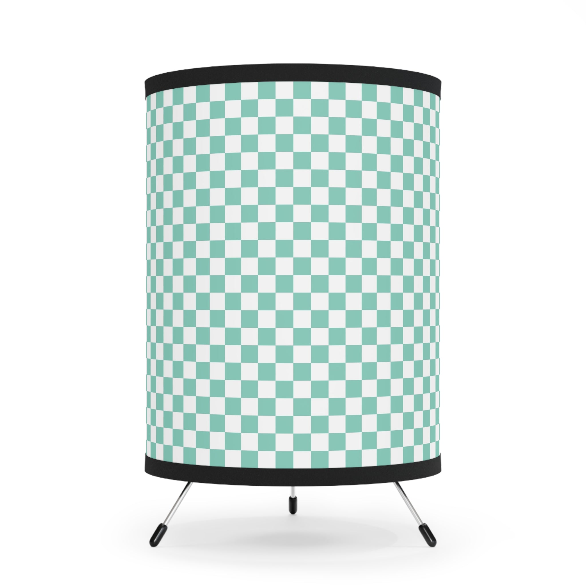 Checkerboard Light Green Tripod Lamp with High-Res Printed Shade, US\CA plug, Artsulli - Art is Long, Life is Short, Home Decor, Size, One size, Color, Black, , , 21197382465158273018