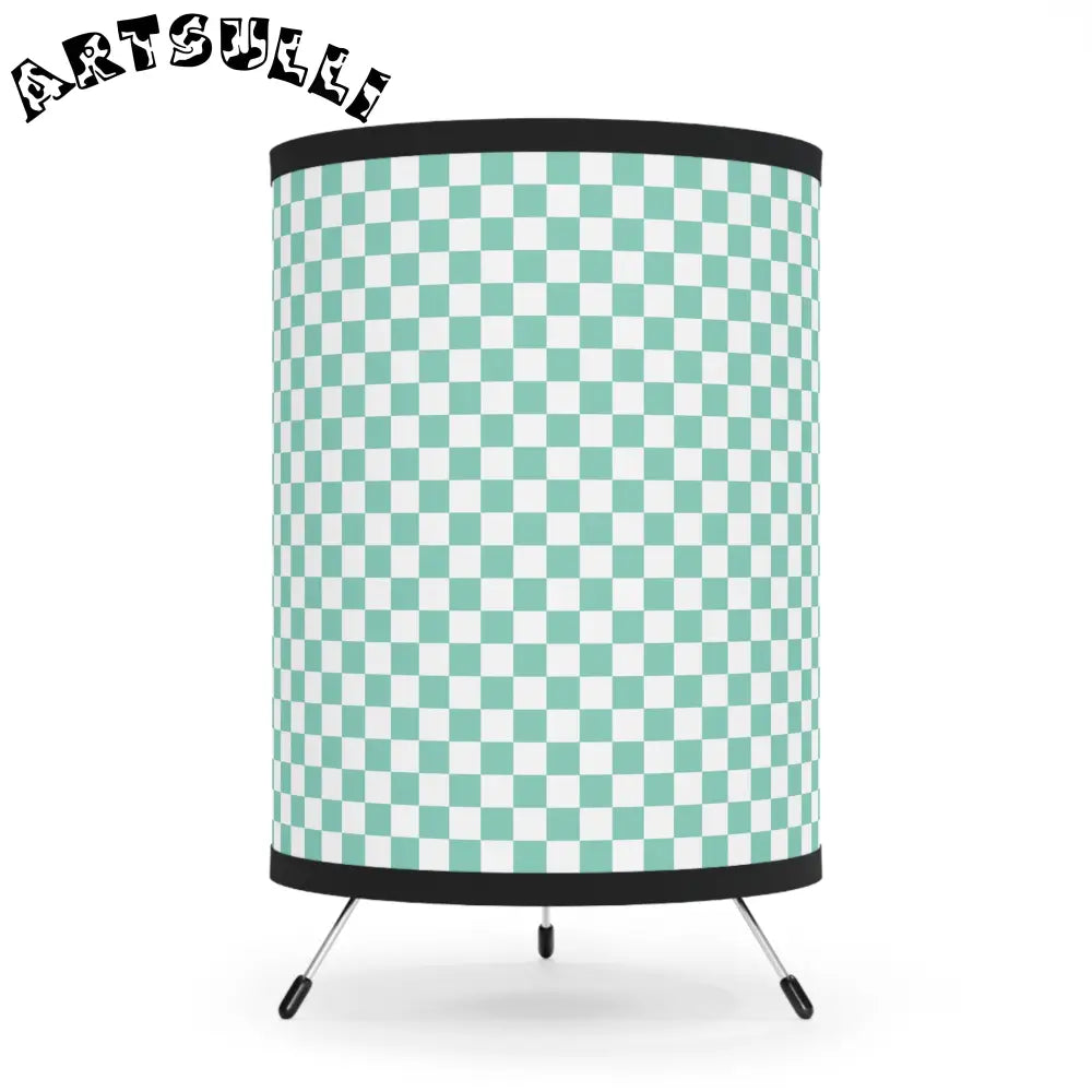 JAKKOUTTHEBXX Checkerboard Light Green Tripod Lamp with High-Res