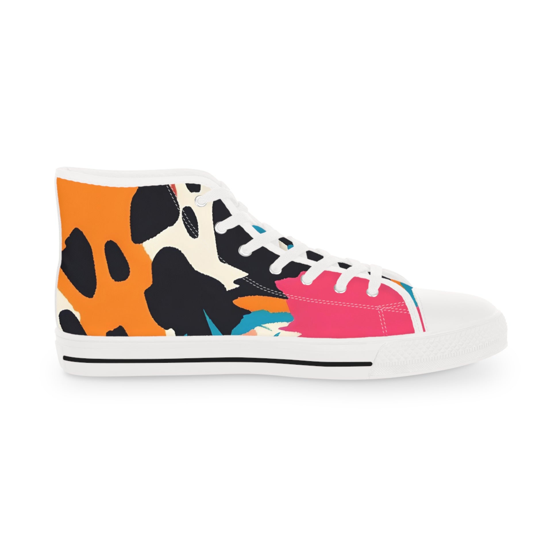 Wild Brush Strokes x Animal Print Multi-Color Men's High Top Sneakers, Artsulli - Art is Long, Life is Short, Shoes, , , , , , , 