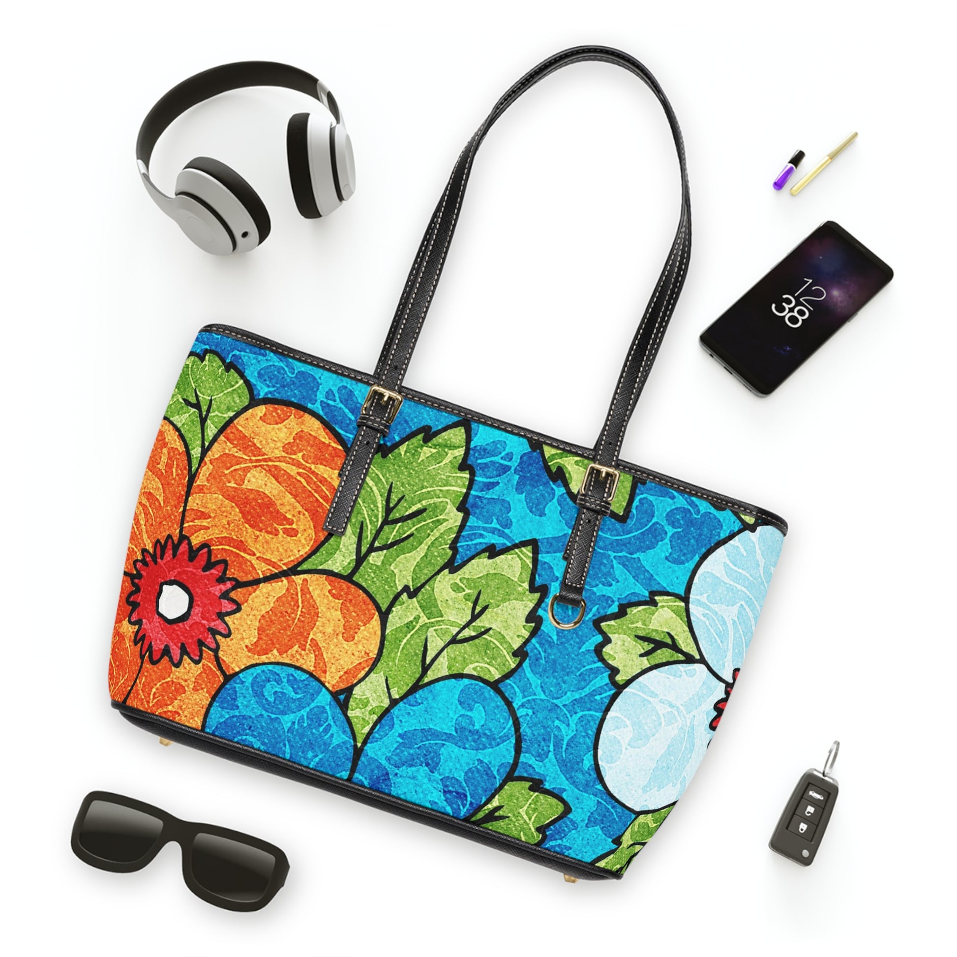 Blue Orange Groovy PU Leather Shoulder Bag, Artsulli - Art is Long, Life is Short, Bags, , , , , , , 