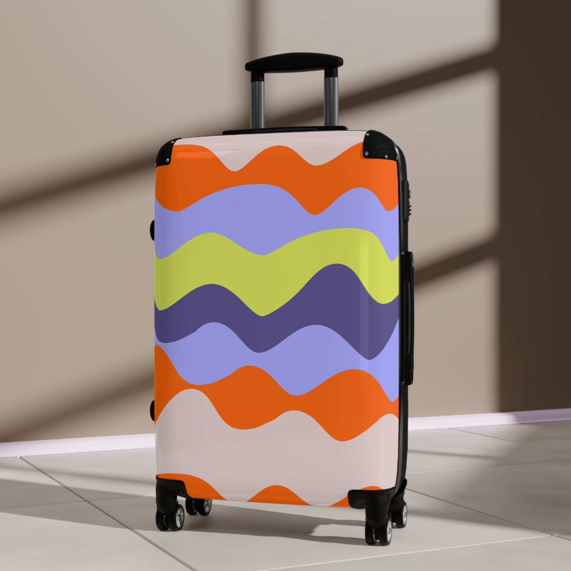 Waves Red and Blue Suitcase, Artsulli - Art is Long, Life is Short, Bags, , , , , , , 