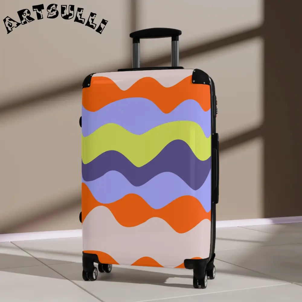 JAKKOUTTHEBXX Waves Red and Blue Suitcase JAKKOUTTHEBXX Artsulli