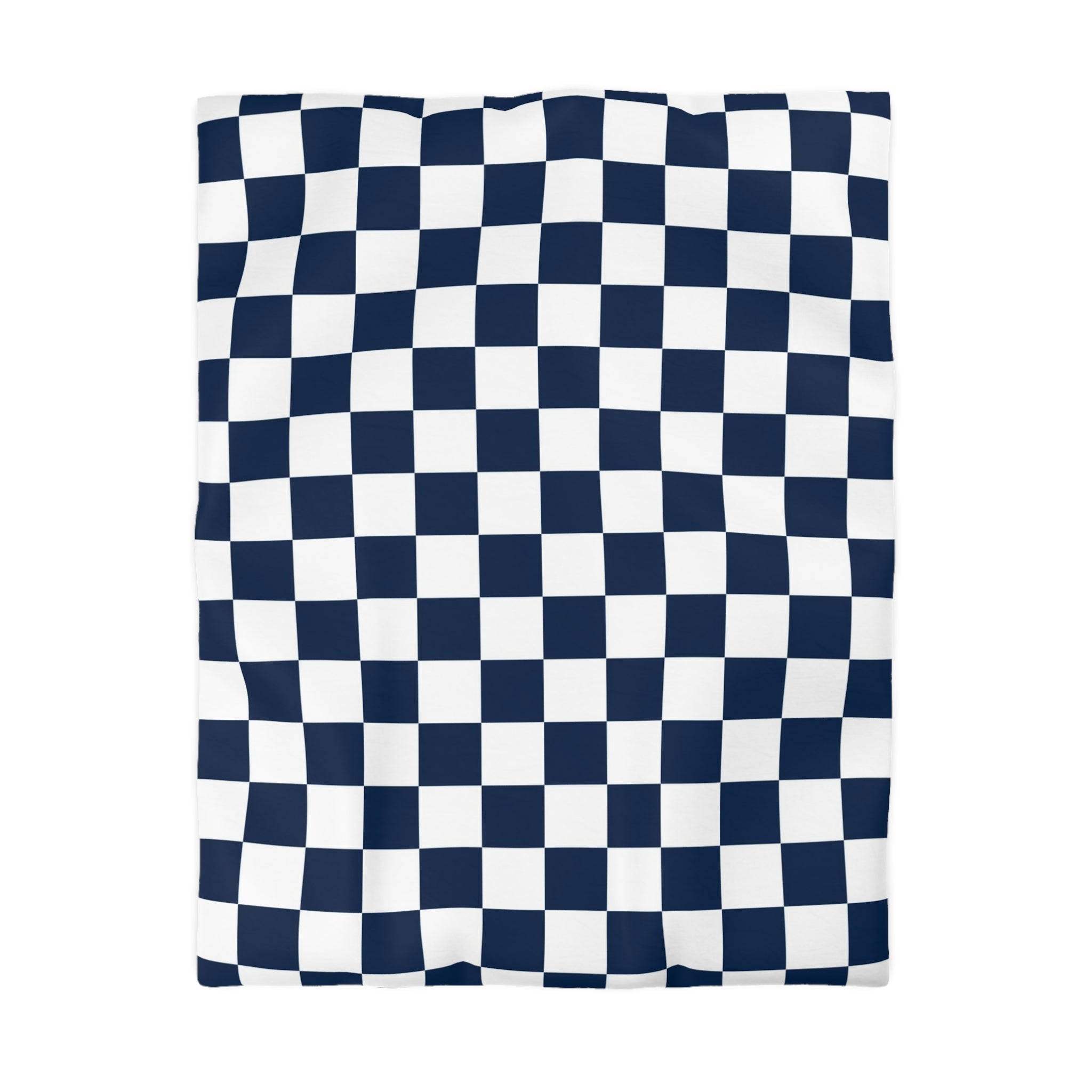 Checkerboard White and Navy Blue Microfiber Duvet Cover, Artsulli - Art is Long, Life is Short, Home Decor, Size, Twin, Color, White, , , 12082420299085561006