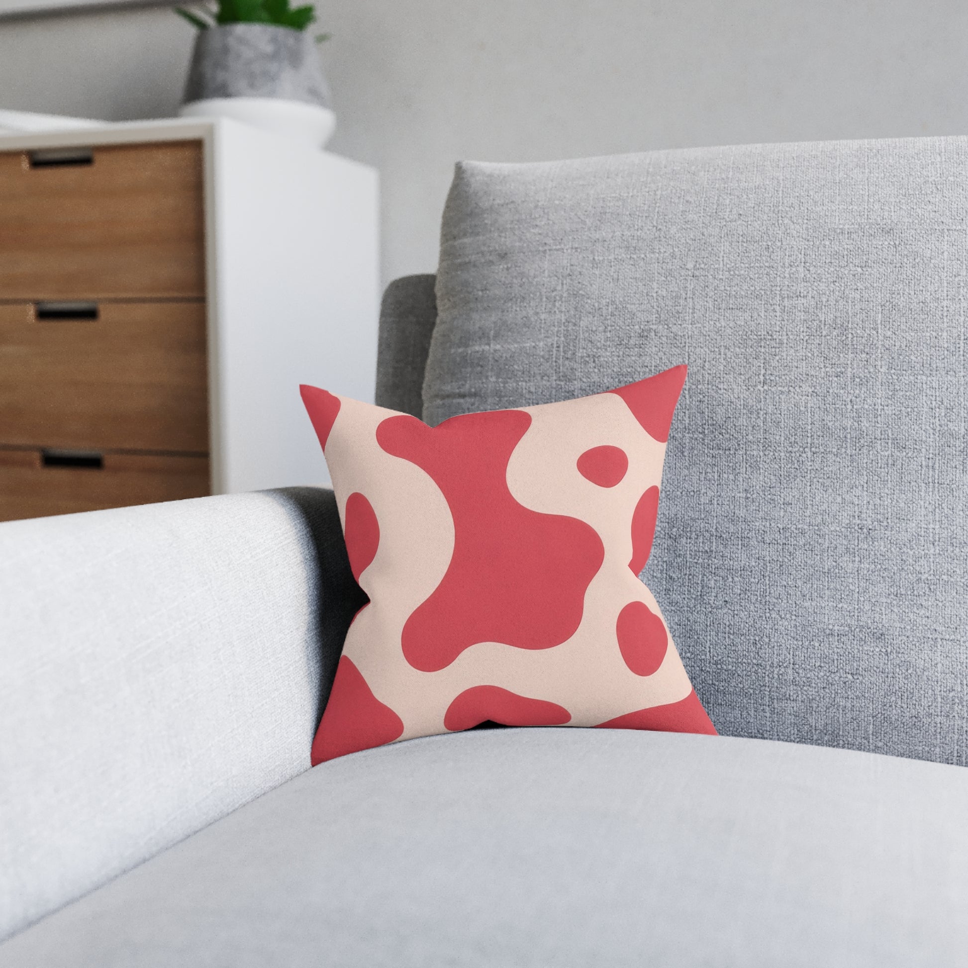 Red Jungle Cow Square Pillow, Artsulli - Art is Long, Life is Short, Home Decor, , , , , , , 
