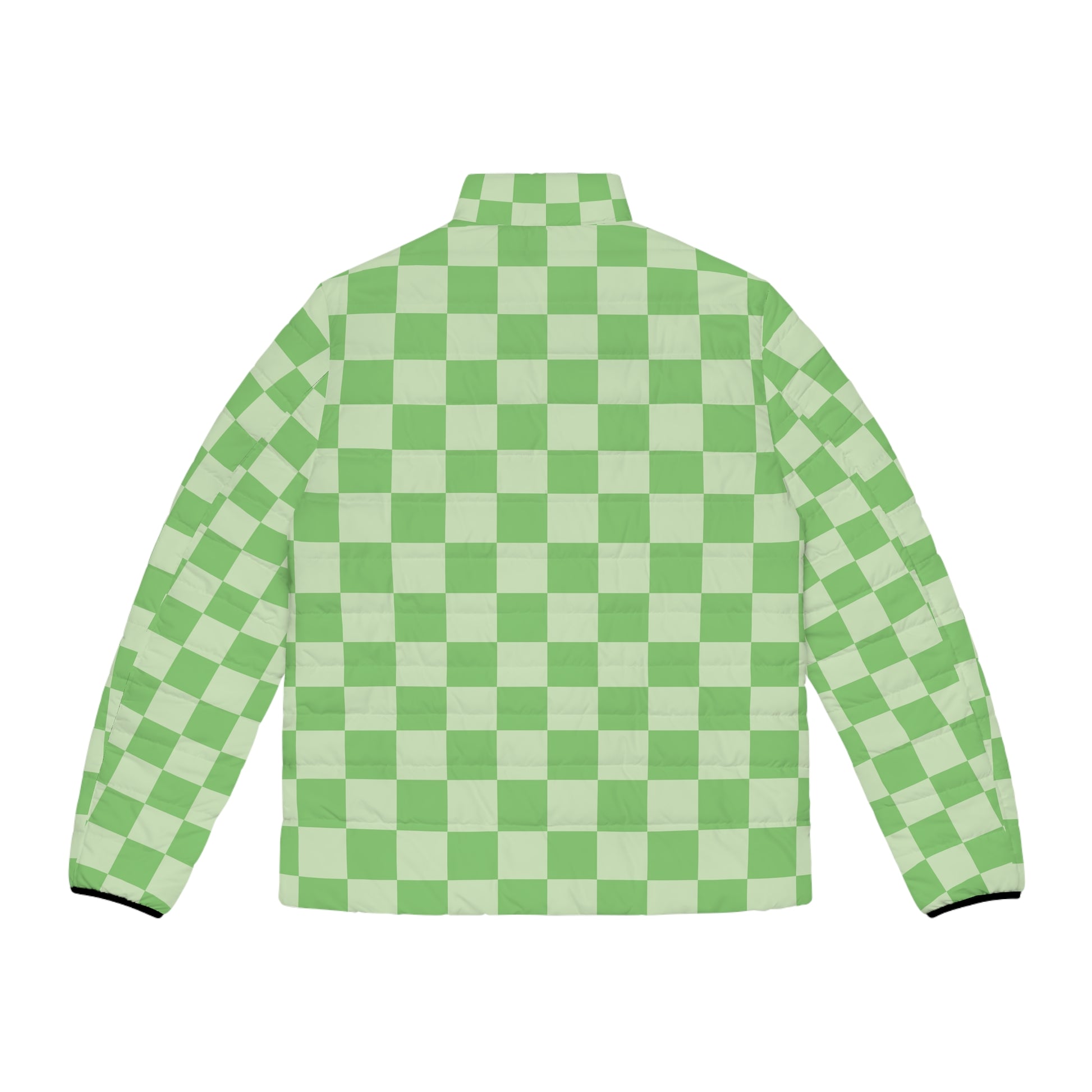 Checkerboard Green Men's Puffer Jacket (AOP), Artsulli - Art is Long, Life is Short, All Over Prints, , , , , , , 