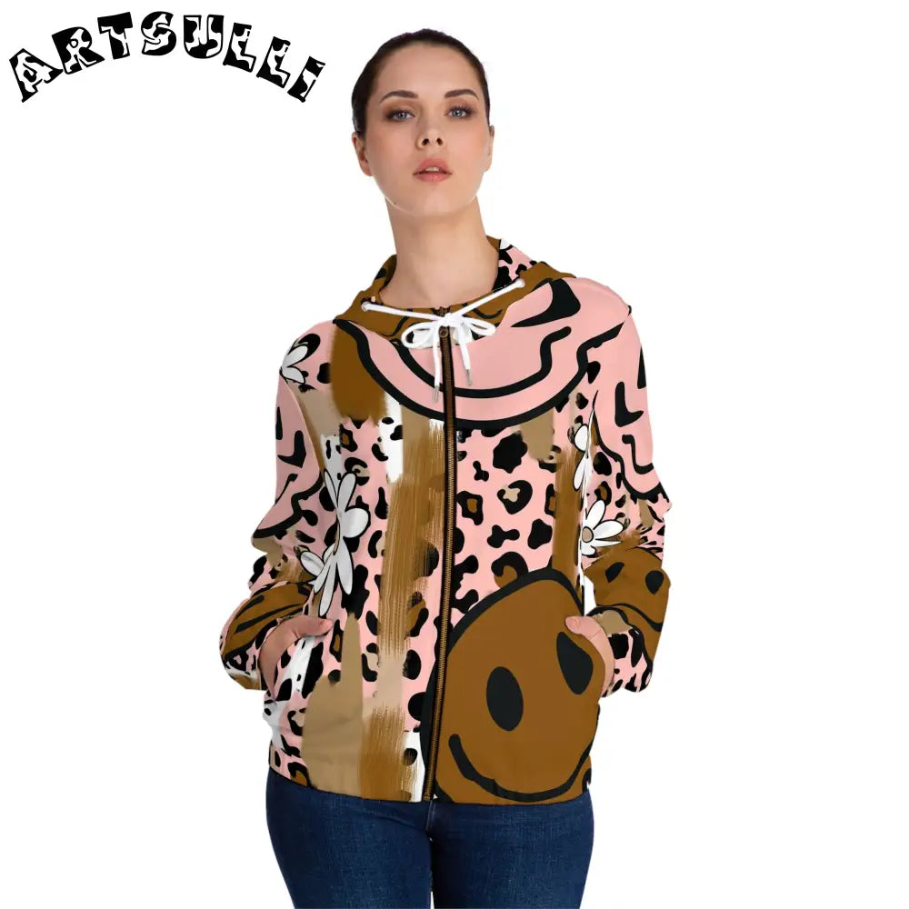 JAKKOUTTHEBXX Sutfin Ghosts Pop Art Women’s Full-Zip Hoodie (AOP)