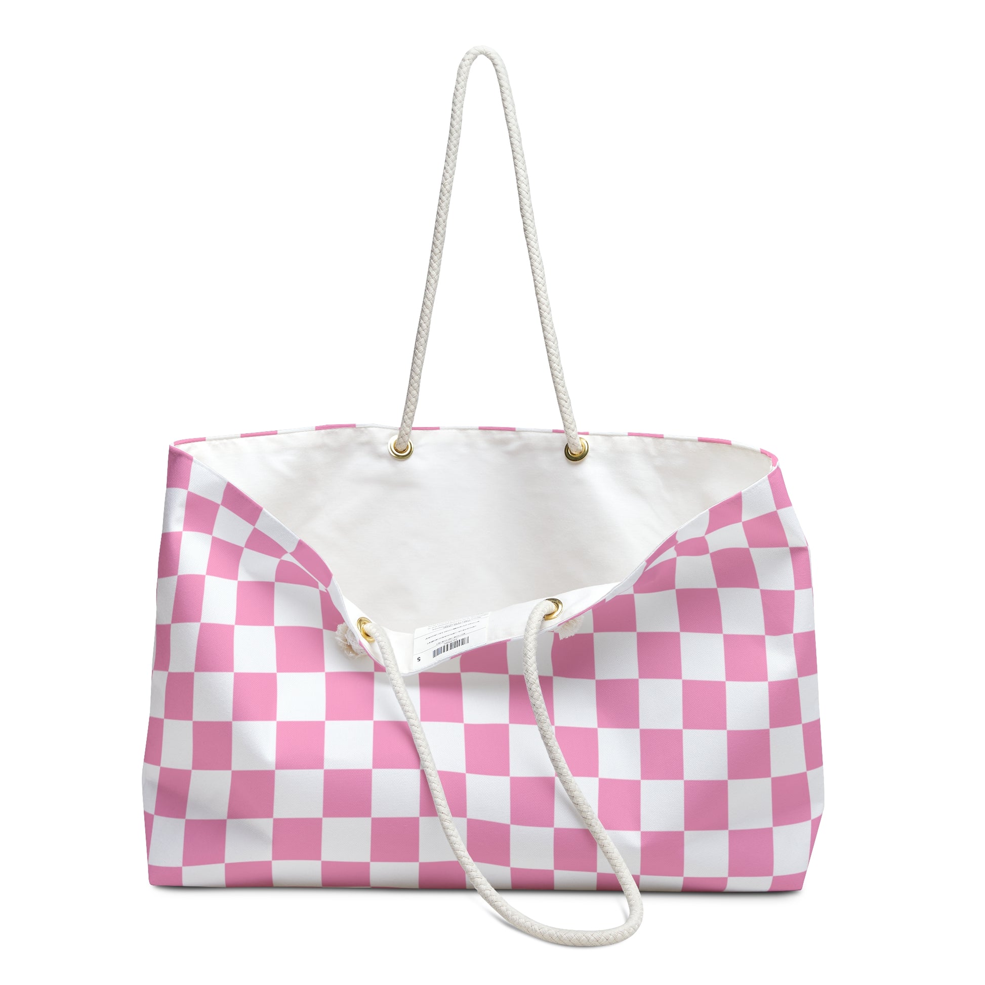 Checkerboard Hot Pink and White Weekender Bag, Artsulli - Art is Long, Life is Short, Bags, , , , , , , 