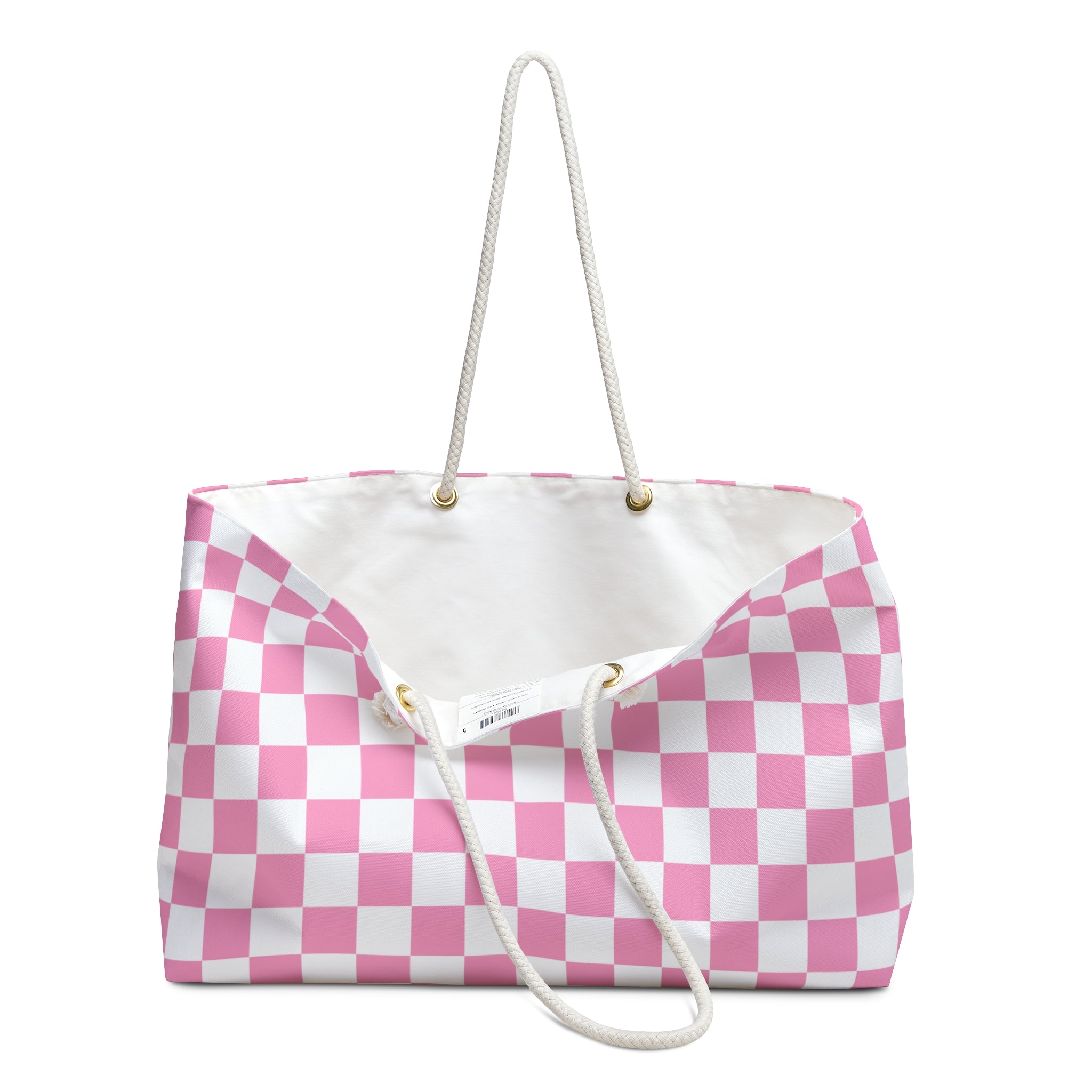 Checkerboard Hot Pink and White Weekender Bag, Artsulli - Art is Long, Life is Short, Bags, , , , , , , 