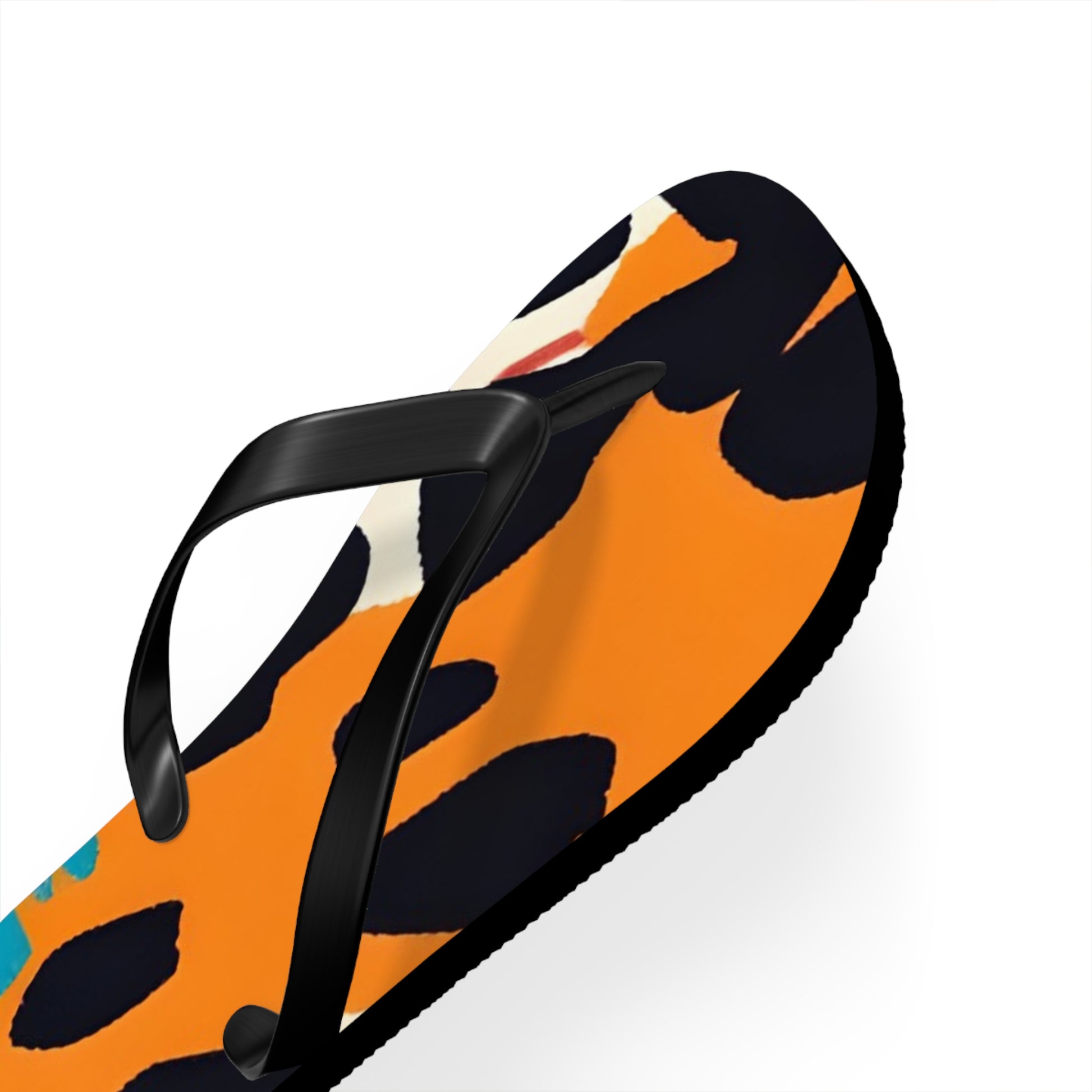 Wild Brush Strokes x Animal Print Multi-Color Flip Flops, Artsulli - Art is Long, Life is Short, Shoes, , , , , , , 