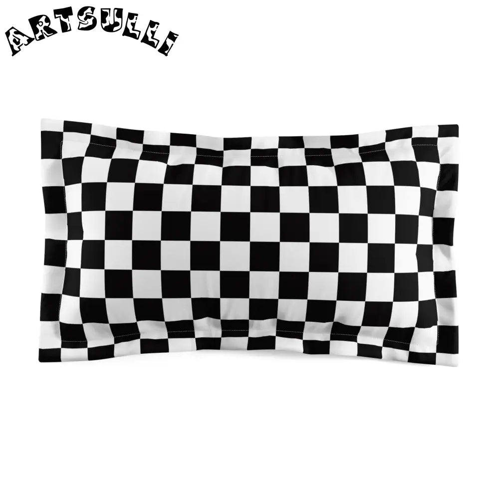 JAKKOUTTHEBXX Checkerboard Black and White Microfiber Pillow Sham