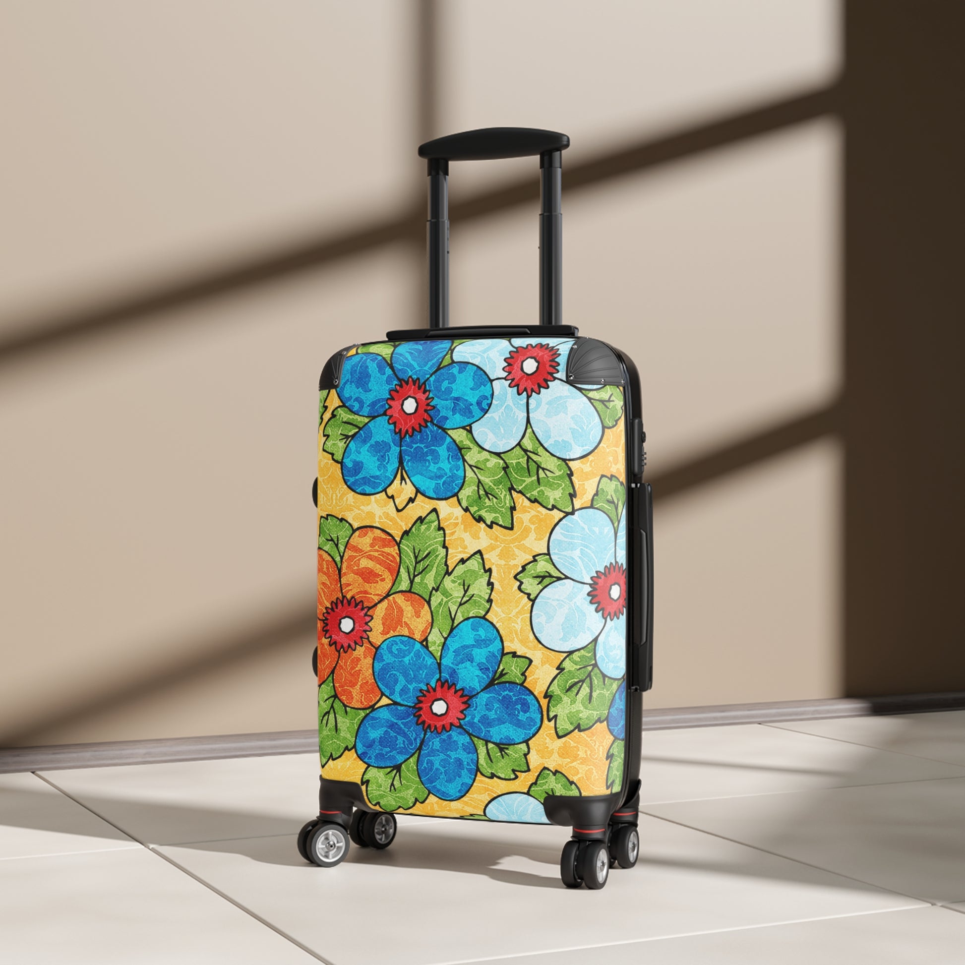 Groovy Yellow Floral Kl II Suitcase, Artsulli - Art is Long, Life is Short, Bags, , , , , , , 
