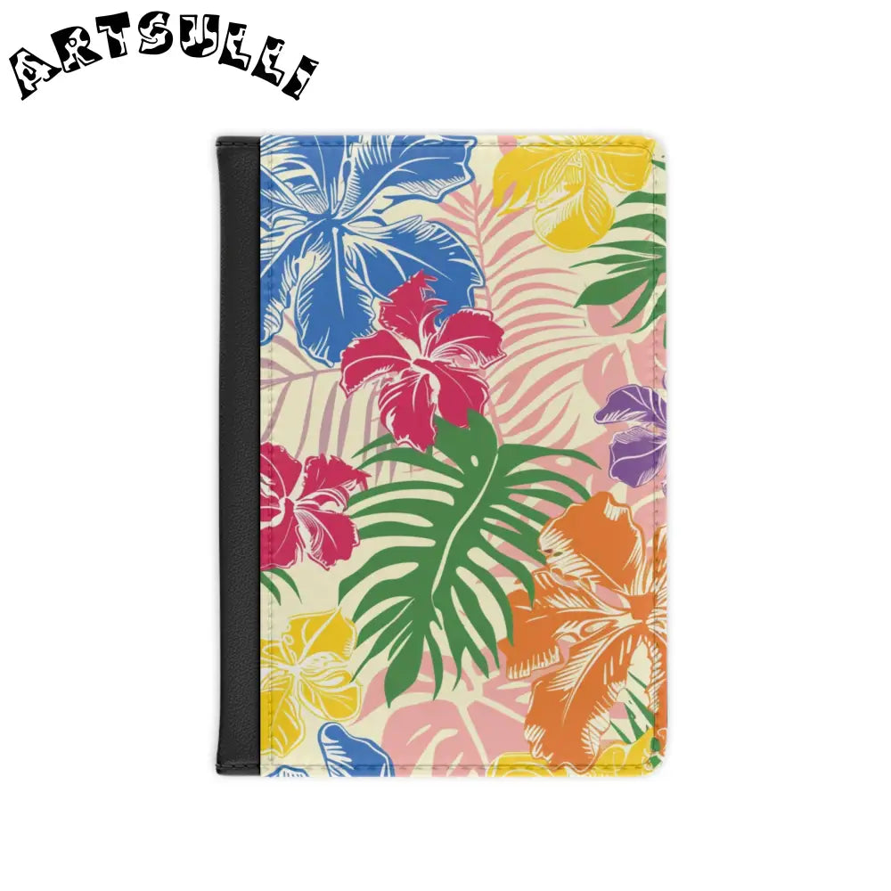 Blooming Tropical Flowers Passport Cover, Artsulli - Art is Long, Life is Short, Accessories, Size, 3.9" x 5.8", Color, Black, , , 36113364022221074254