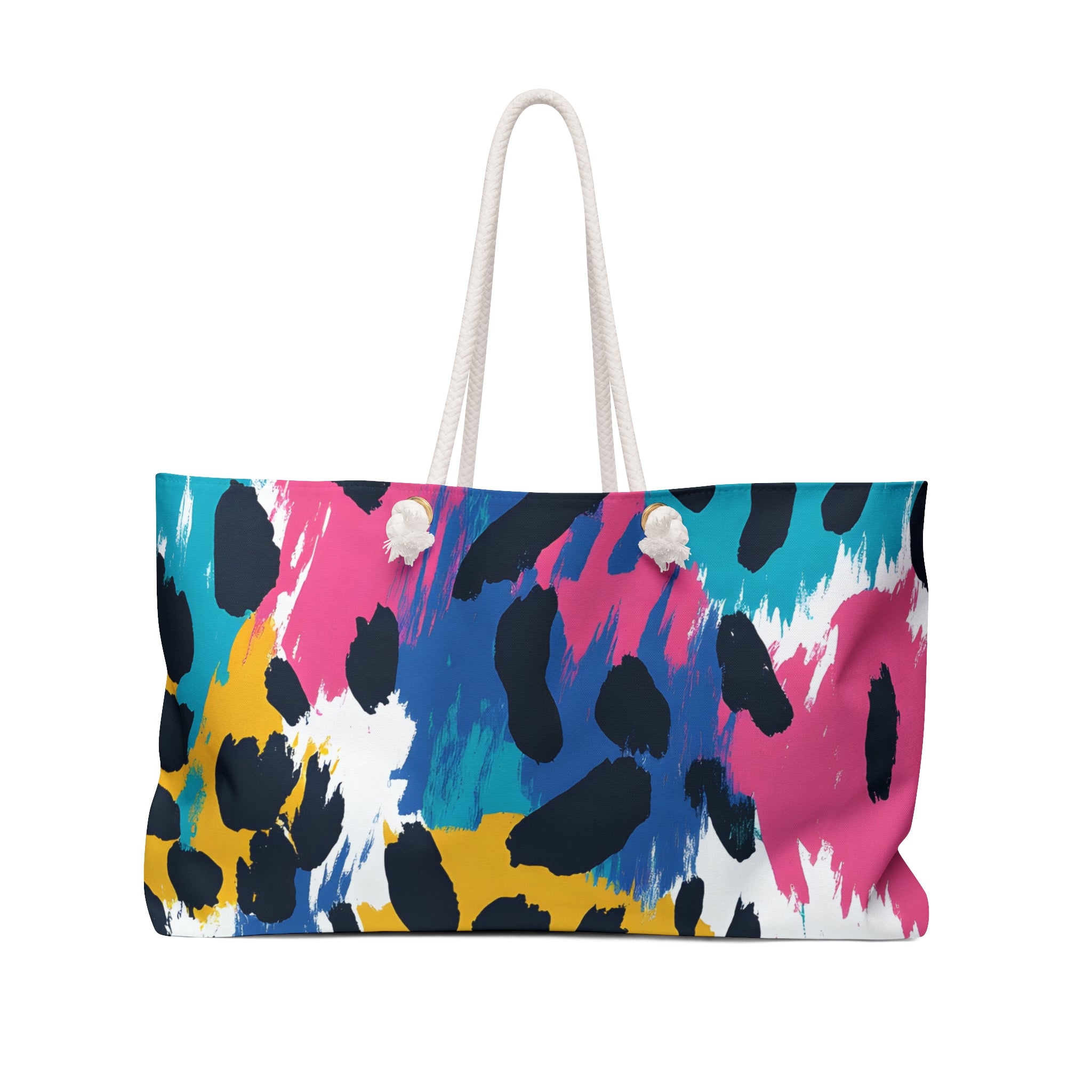 Leopard Print x Paint Brush Strokes Multi-Color Weekender Bag, Artsulli - Art is Long, Life is Short, Bags, Size, 24" × 13", , , , , 99040904039884520754