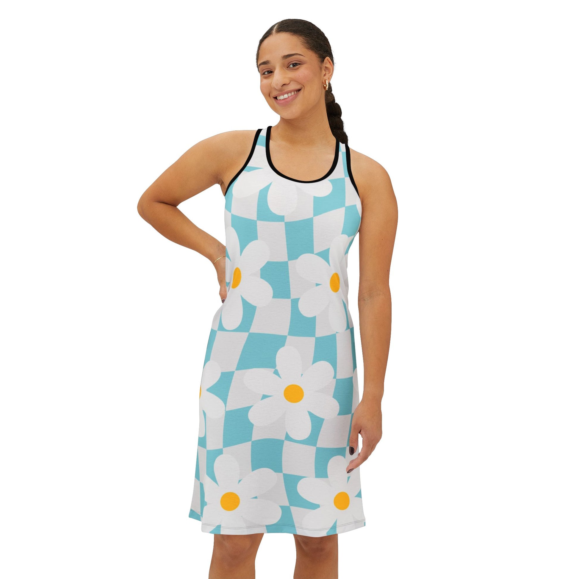 Trippy Check Garden Women's Racerback Dress (AOP), Artsulli - Art is Long, Life is Short, Tank Top, , , , , , , 
