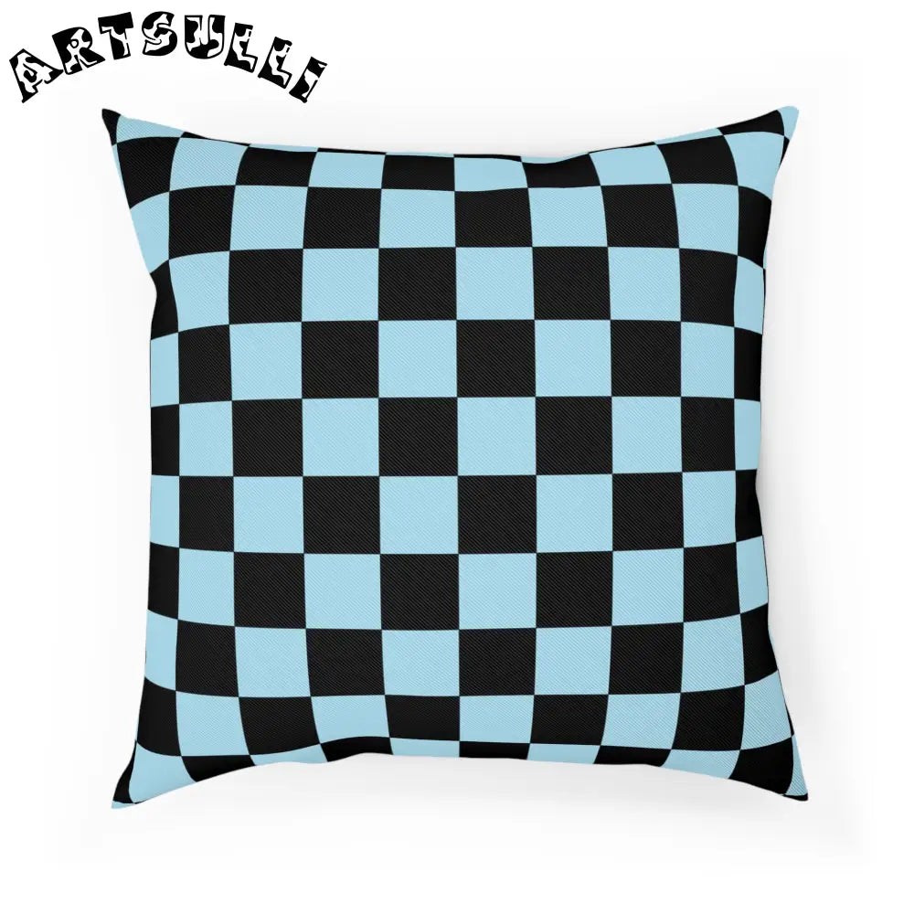 JAKKOUTTHEBXX Checkerboard Black and Blue Cushion JAKKOUTTHEBXX