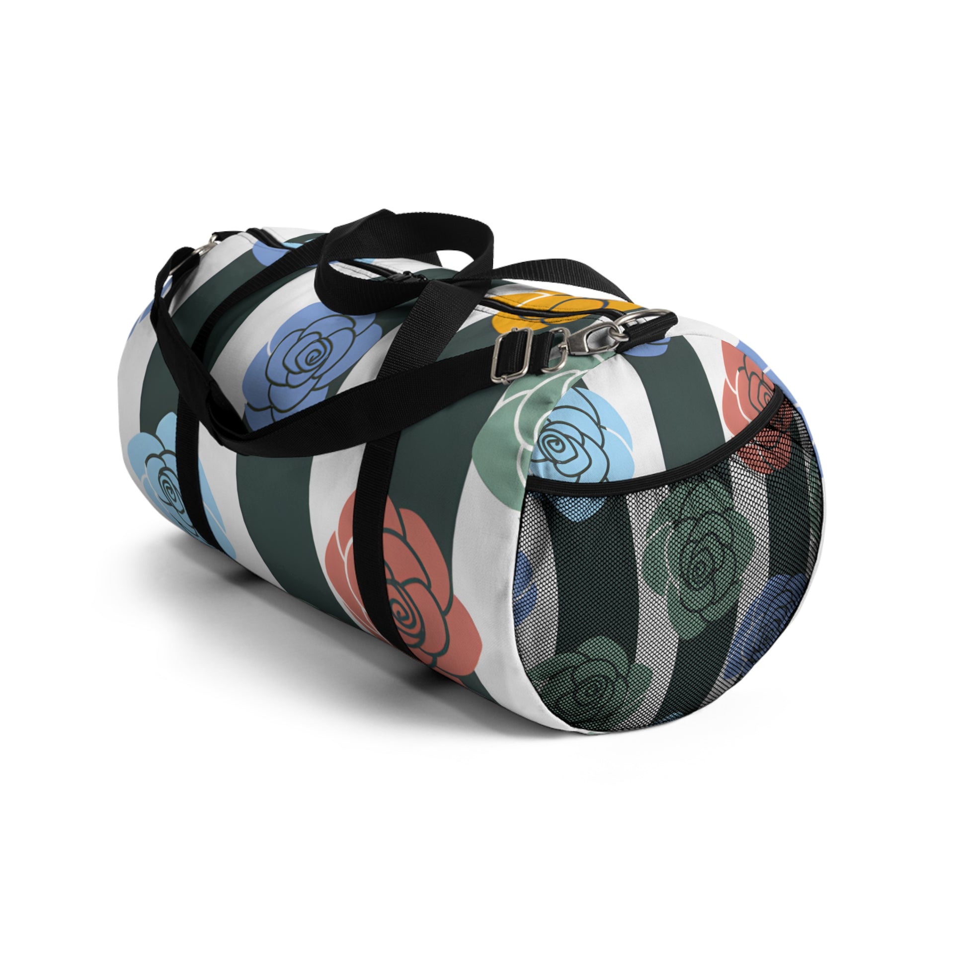 Stripes x Roses Black and White Duffel Bag, Artsulli - Art is Long, Life is Short, Bags, , , , , , , 