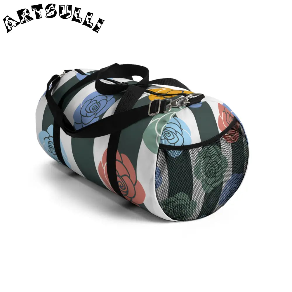 JAKKOUTTHEBXX Stripes x Roses Black and White Duffel Bag