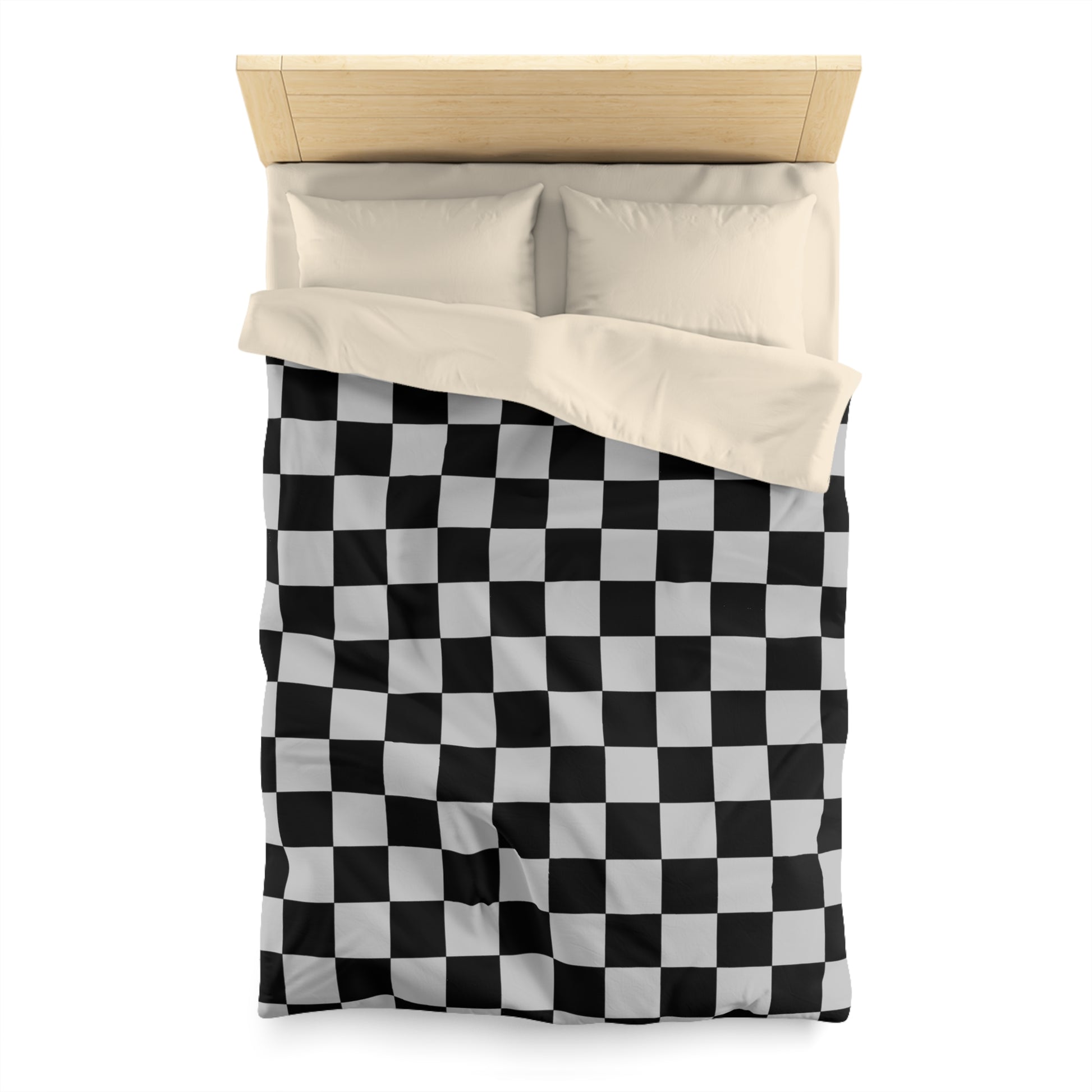 Checkerboard Dada Black and Light Gray Microfiber Duvet Cover, Artsulli - Art is Long, Life is Short, Home Decor, , , , , , , 