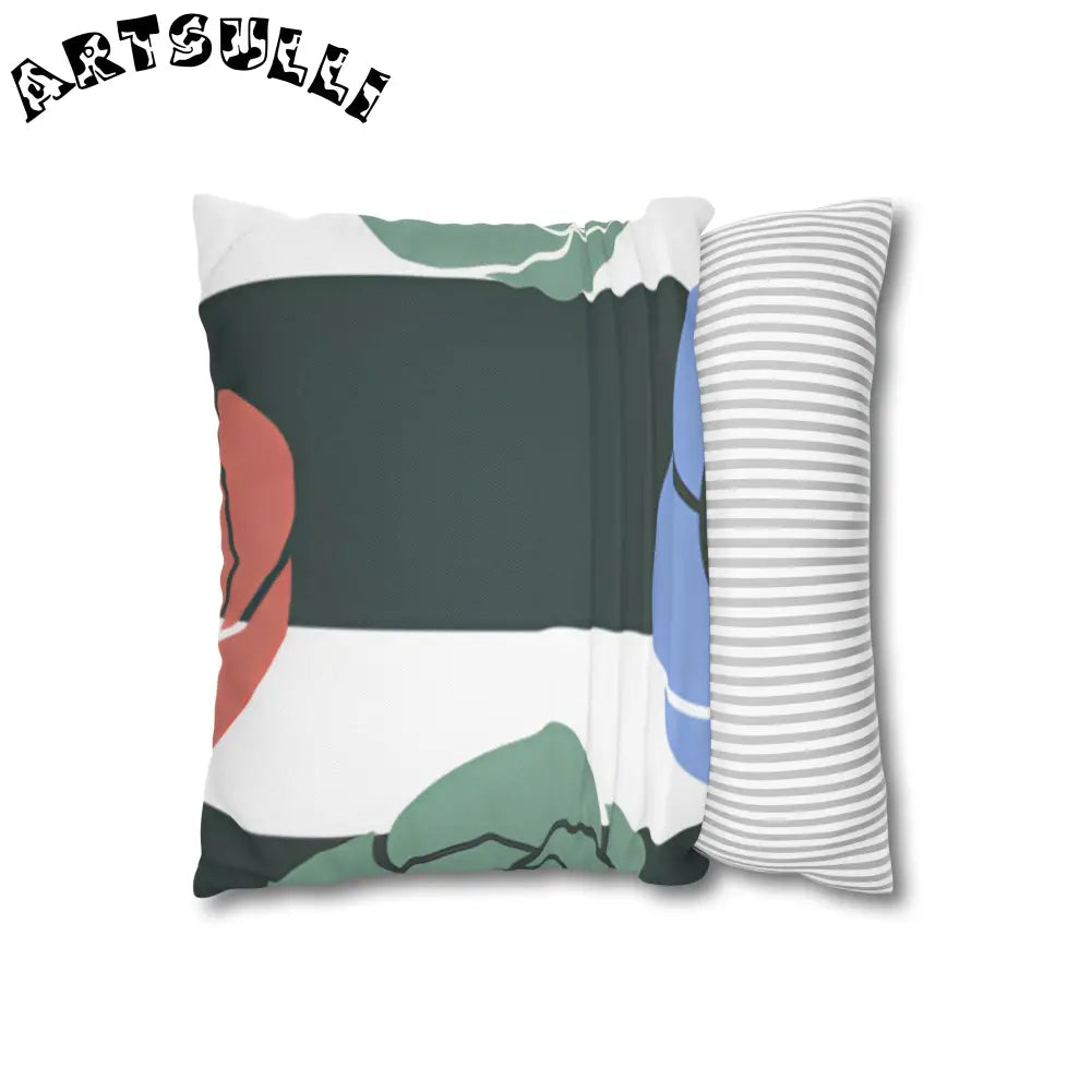 JAKKOUTTHEBXX Striped Rose Garden Spun Polyester Square Pillowcase