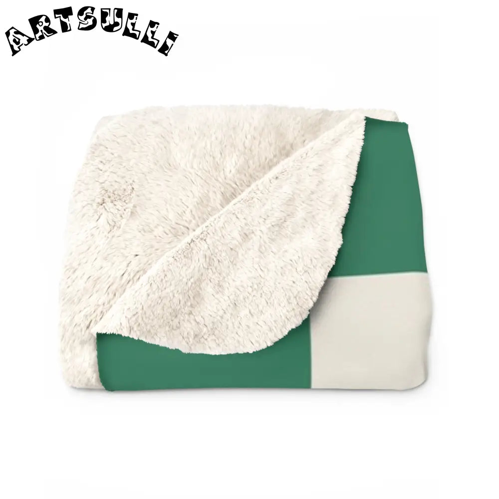 JAKKOUTTHEBXX Checkerboard Dark Green Sherpa Fleece Blanket