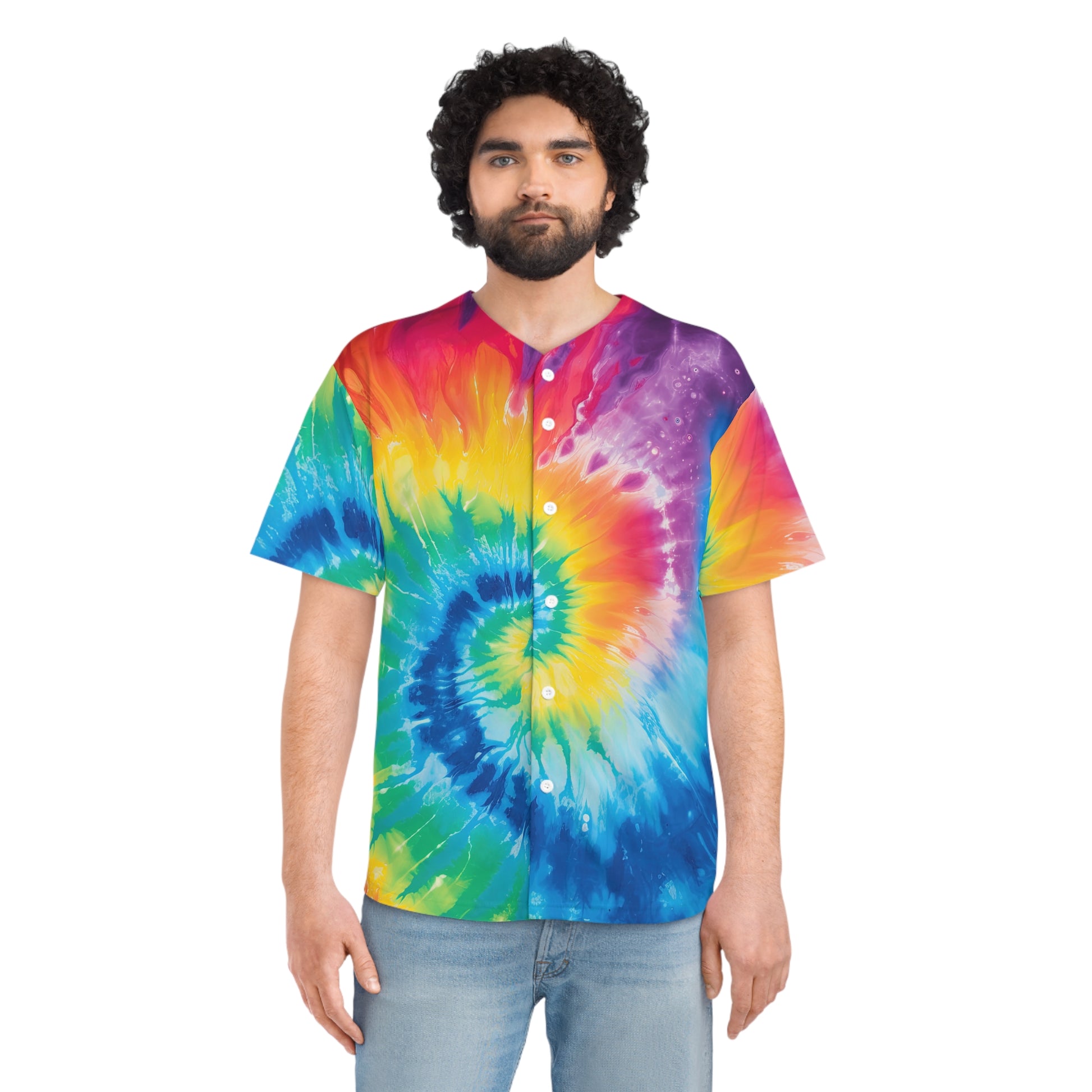 Tie Dye II Men's Baseball Jersey (AOP), Artsulli - Art is Long, Life is Short, All Over Prints, , , , , , , 