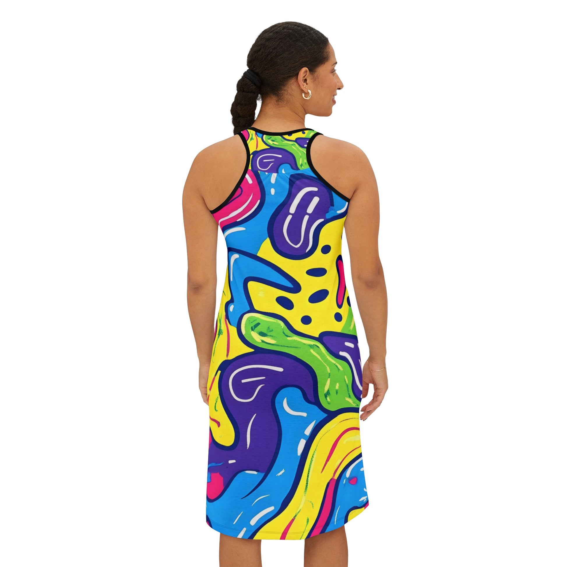 90s Trippy Slime Women's Racerback Dress (AOP), Artsulli - Art is Long, Life is Short, Tank Top, , , , , , , 