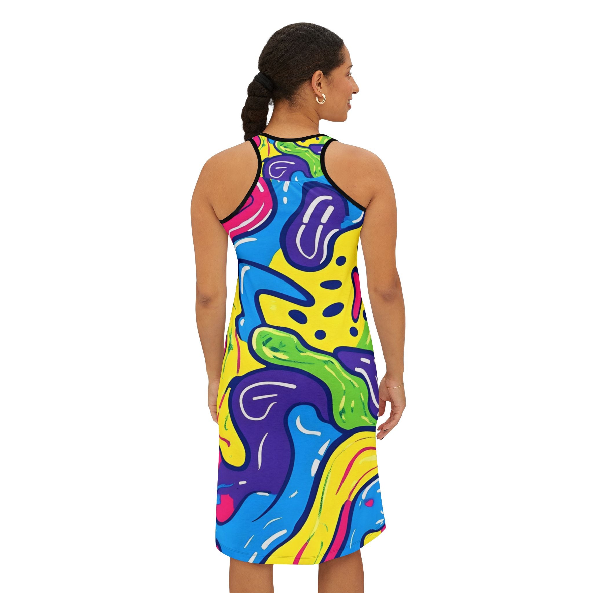 90s Trippy Slime Women's Racerback Dress (AOP), Artsulli - Art is Long, Life is Short, Tank Top, , , , , , , 