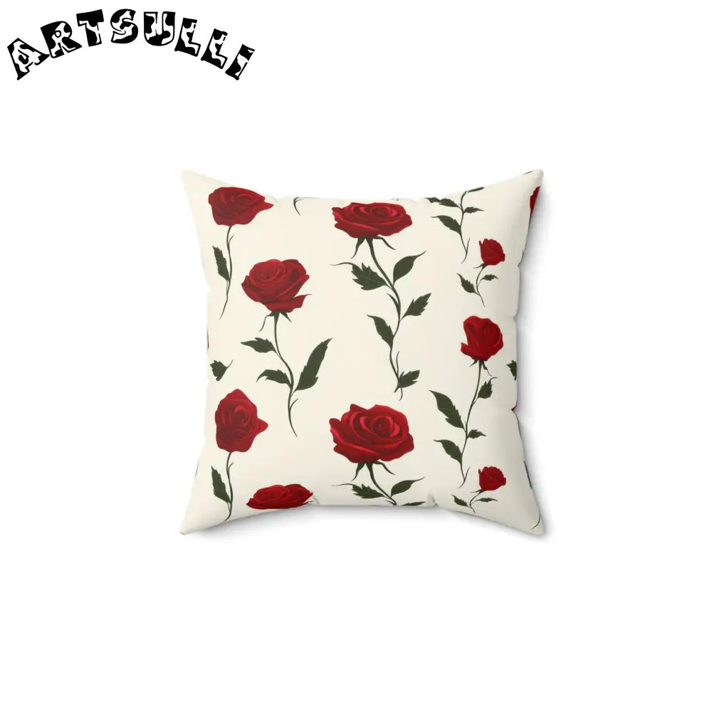 JAKKOUTTHEBXX Red Roses Spun Polyester Square Pillow JAKKOUTTHEBXX
