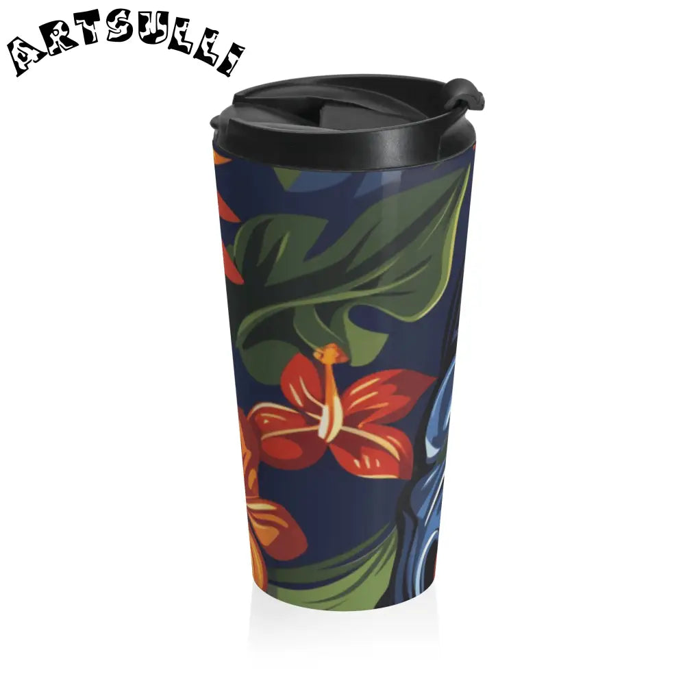 JAKKOUTTHEBXX Tropical Floral Stainless Steel Travel Mug 2025