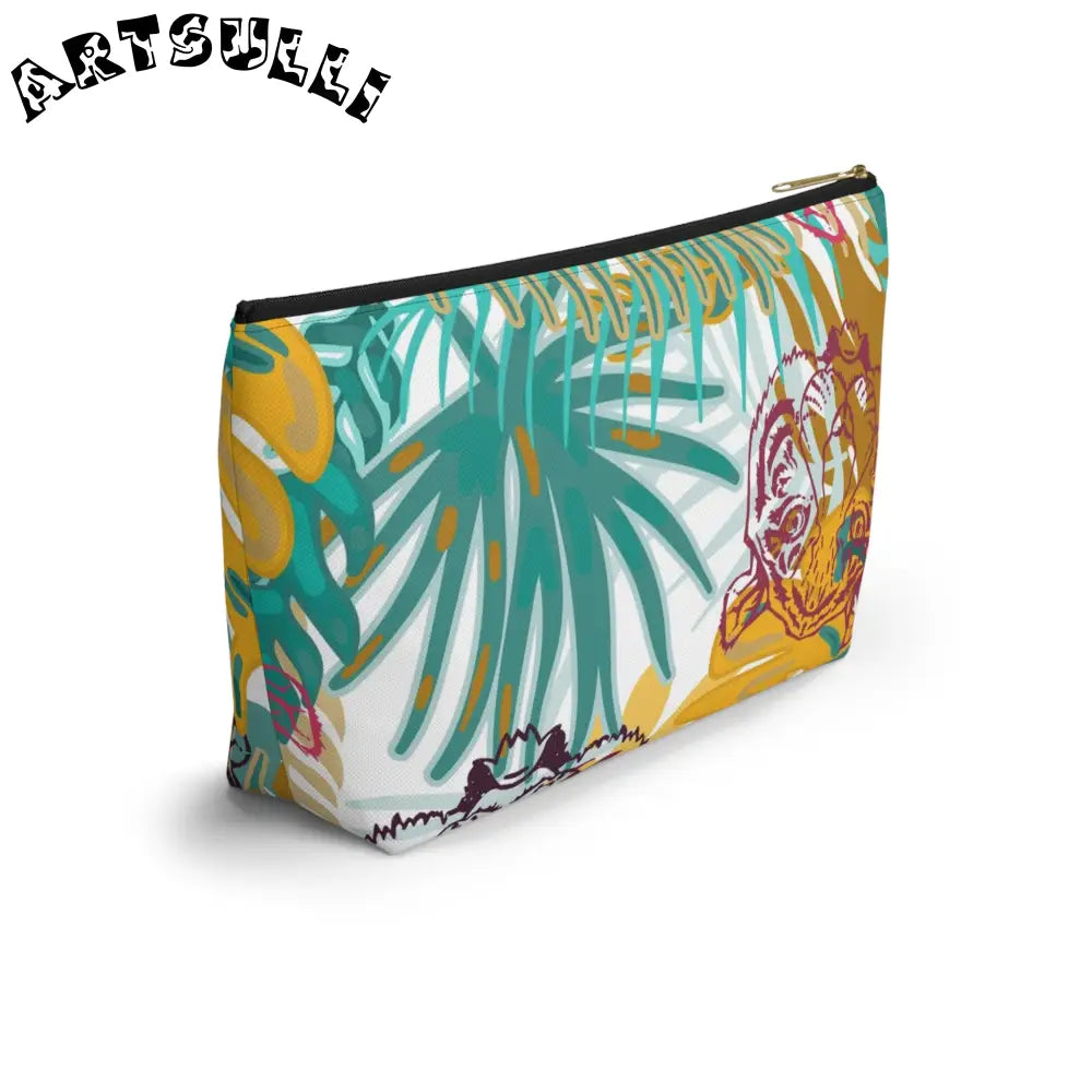 JAKKOUTTHEBXX Tropical Jungle Tigers Brown and Green Accessory Pouch