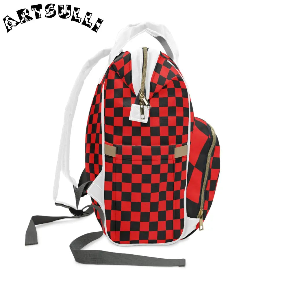 JAKKOUTTHEBXX Checkerboard Red and Black Multifunctional Diaper