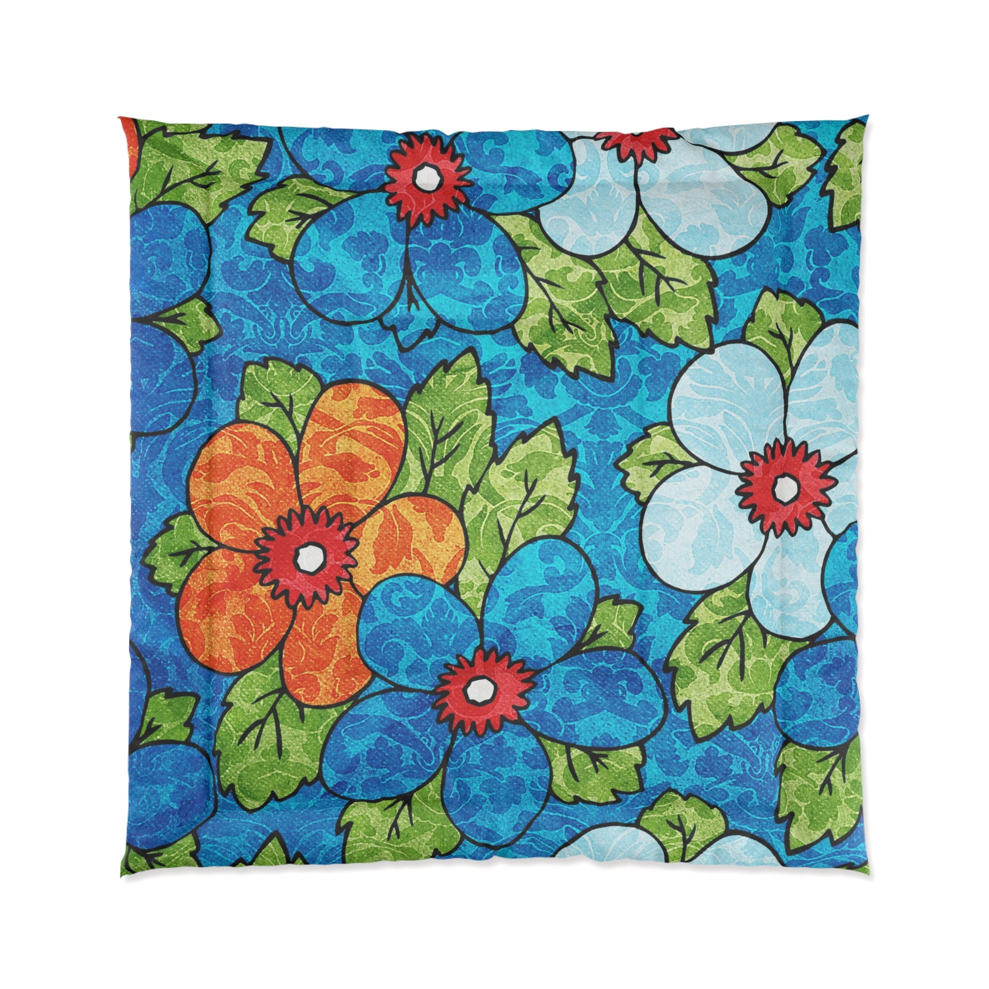 Blue Orange Groovy Comforter, Artsulli - Art is Long, Life is Short, Home Decor, Size, 88" × 88", , , , , 29745077624523281804