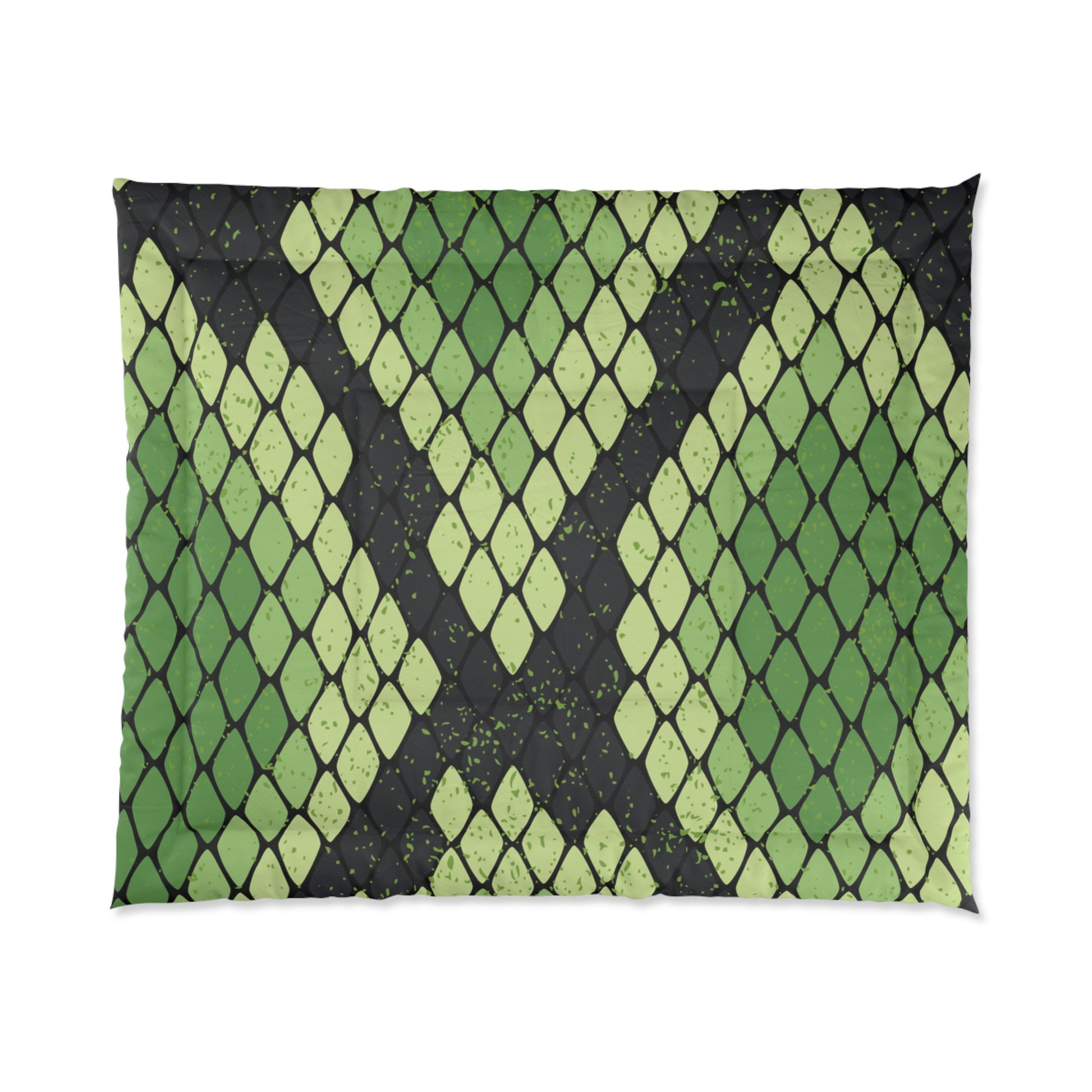 Snake Skin Green and Black Comforter, Artsulli - Art is Long, Life is Short, Home Decor, Size, 104" × 88", , , , , 11154403502080