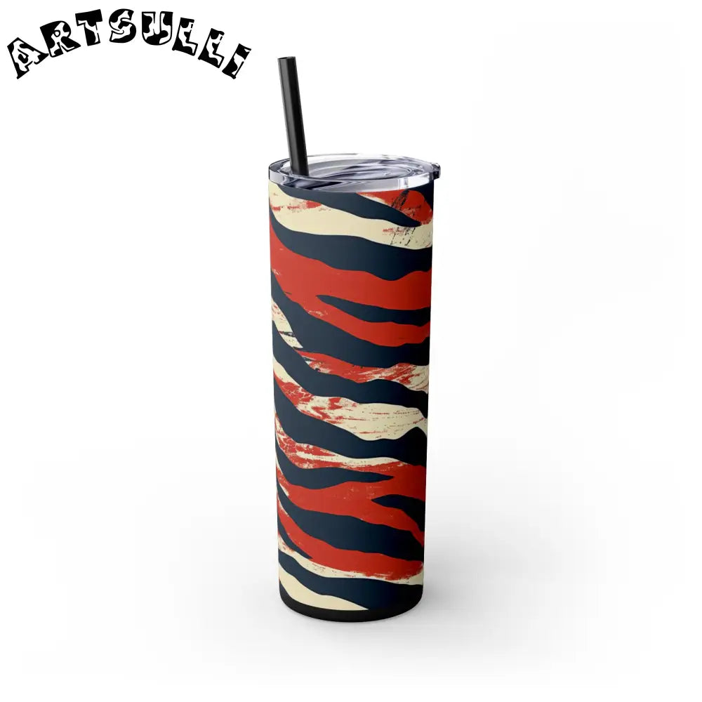JAKKOUTTHEBXX Capricious Tiger Wave Skinny Tumbler with Straw 20oz