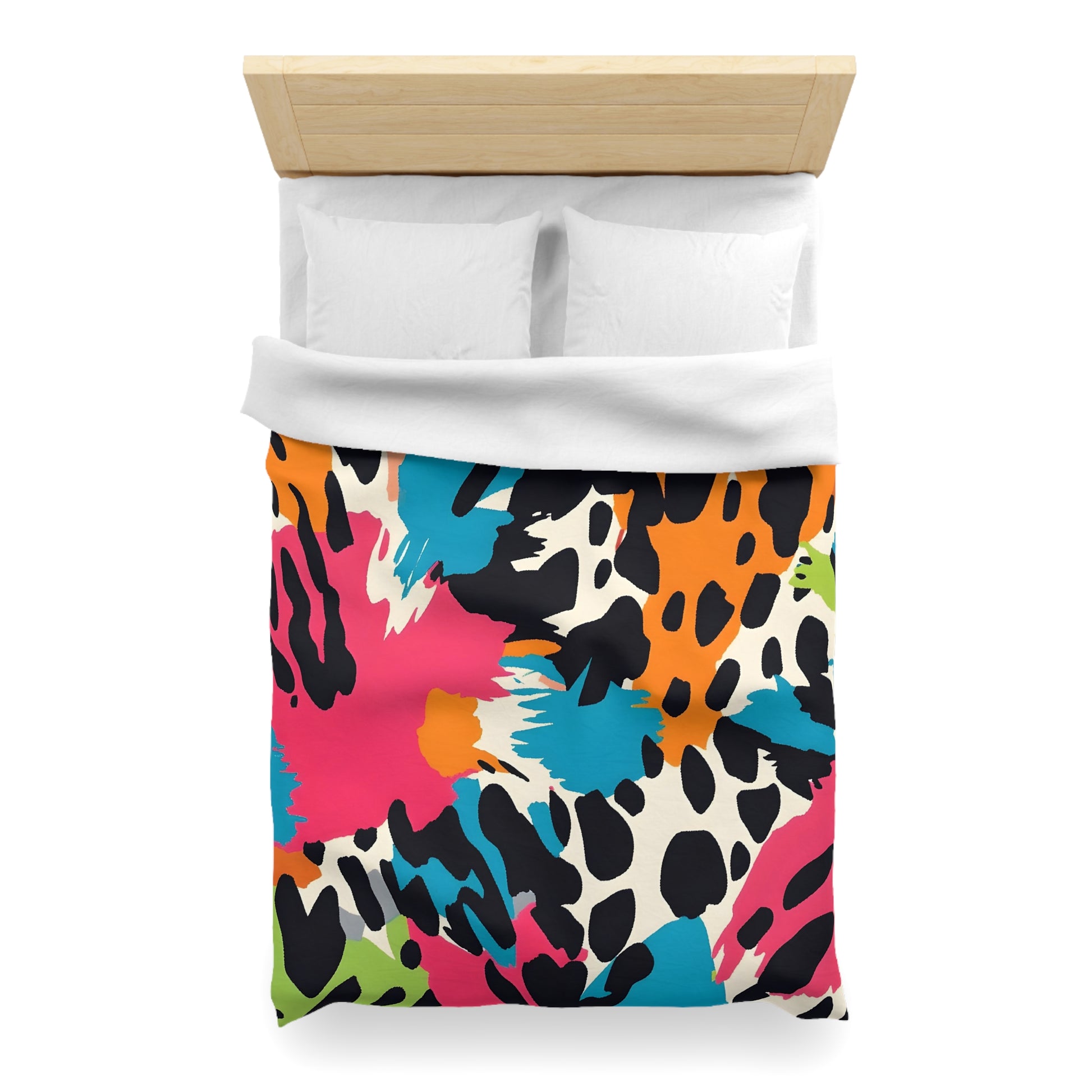 Wild Brush Strokes x Animal Print Multi-Color Microfiber Duvet Cover, Artsulli - Art is Long, Life is Short, Home Decor, , , , , , , 