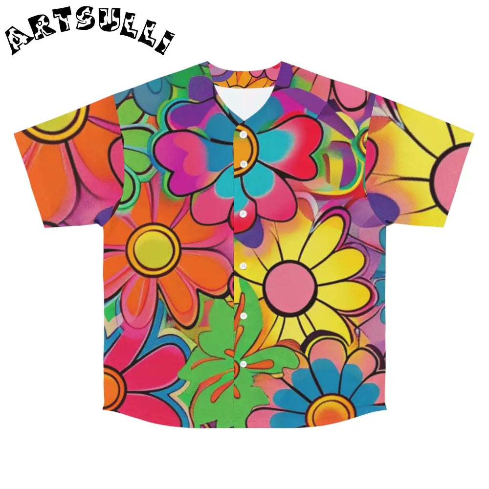 JAKKOUTTHEBXX Chromatic Daisy Dream Men’s Baseball Jersey (AOP)