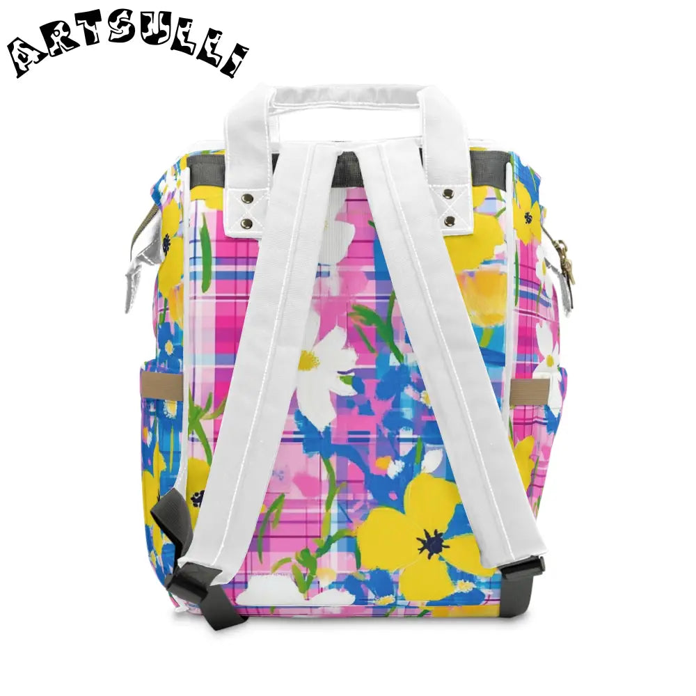 JAKKOUTTHEBXX Plaid Garden Pink and Purple Multifunctional Diaper