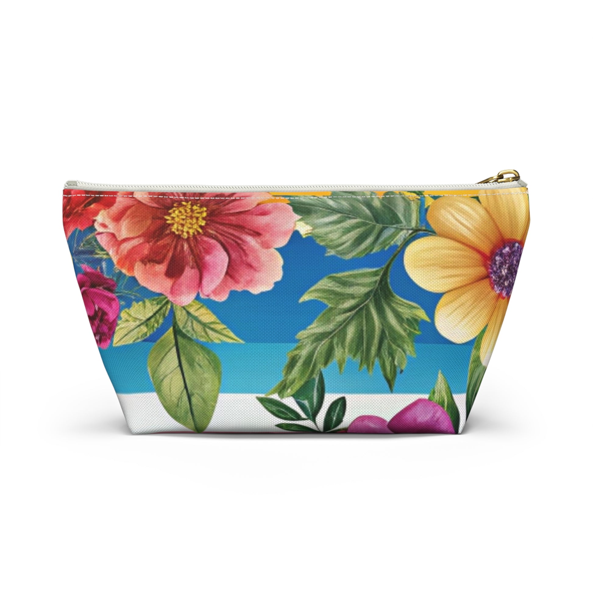 Floral Stripe 4K Accessory Pouch w T-bottom, Artsulli - Art is Long, Life is Short, Bags, , , , , , , 