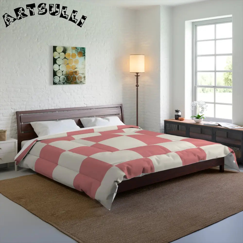 JAKKOUTTHEBXX Retro Checkered Grassland Sprites Comforter