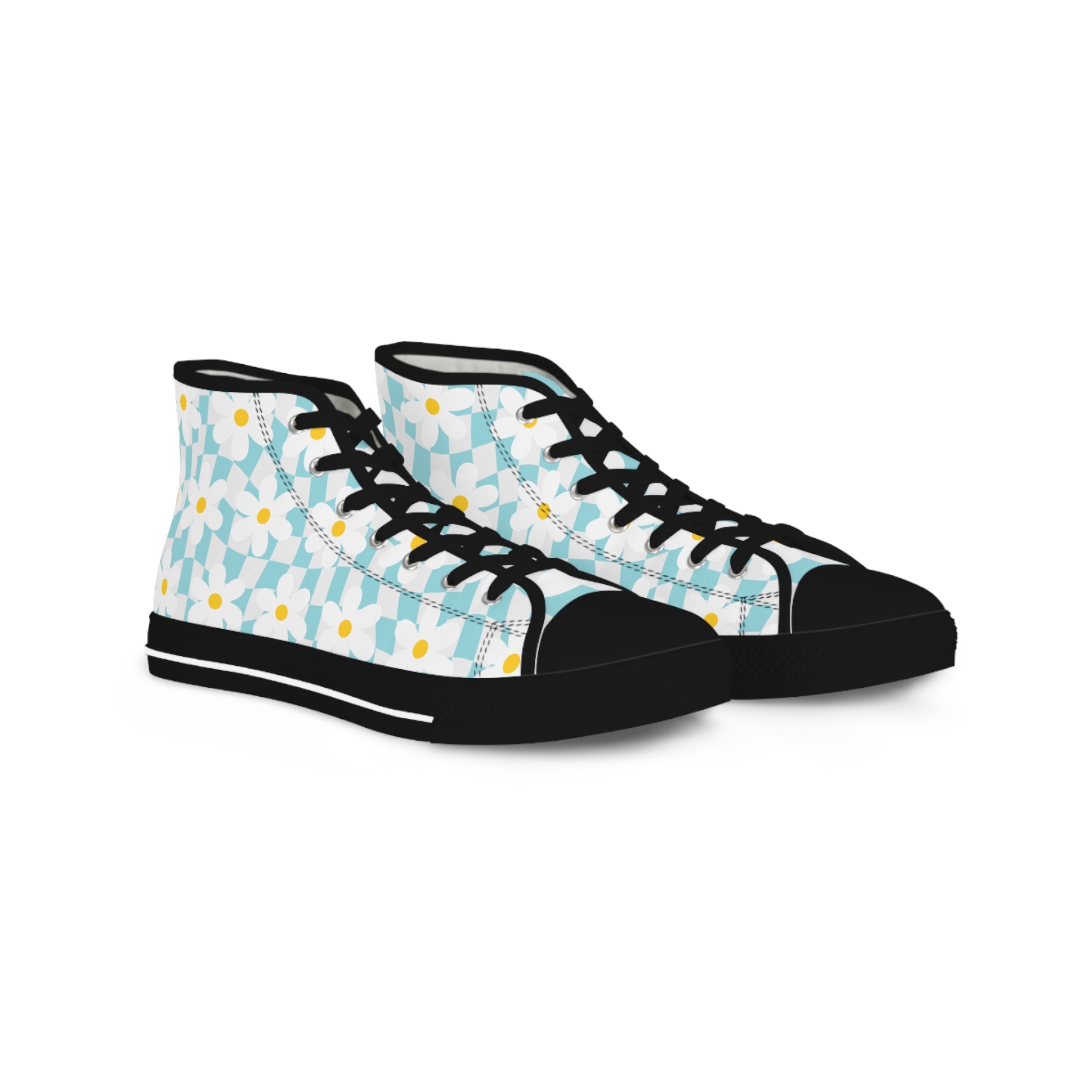 Trippy Check Garden Men's High Top Sneakers, Artsulli - Art is Long, Life is Short, Shoes, Size, US 5, Color, Black sole, , , 11988150243371095291